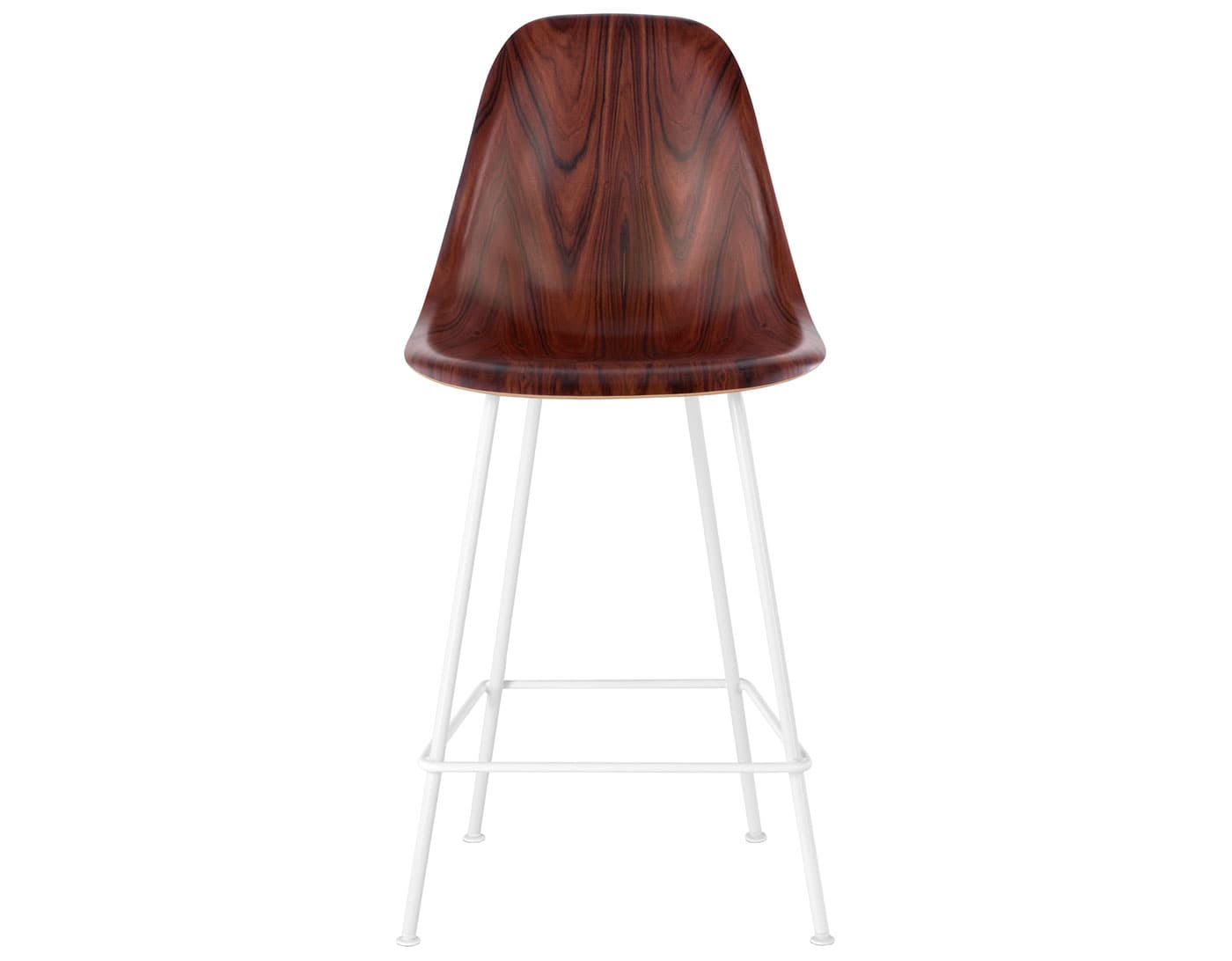 eames molded wood stool / standard glides with felt bottom  / counter height stool  / santos palisander  / white (91)