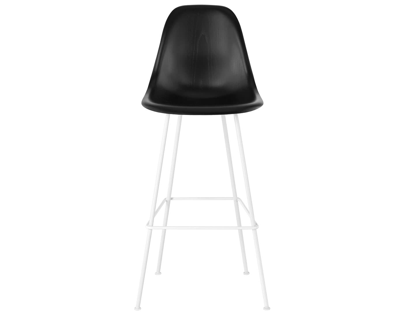 eames molded wood stool / standard glides with felt bottom  / bar height stool  / ebony  / white (91)