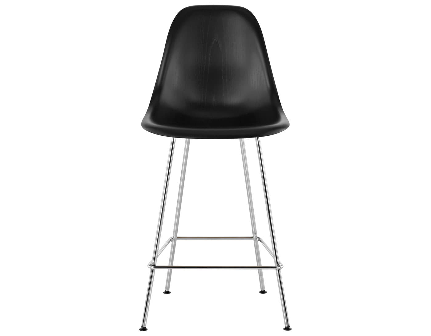 eames molded wood stool / standard glides with felt bottom  / counter height stool  / ebony  / trivalent chrome (47)