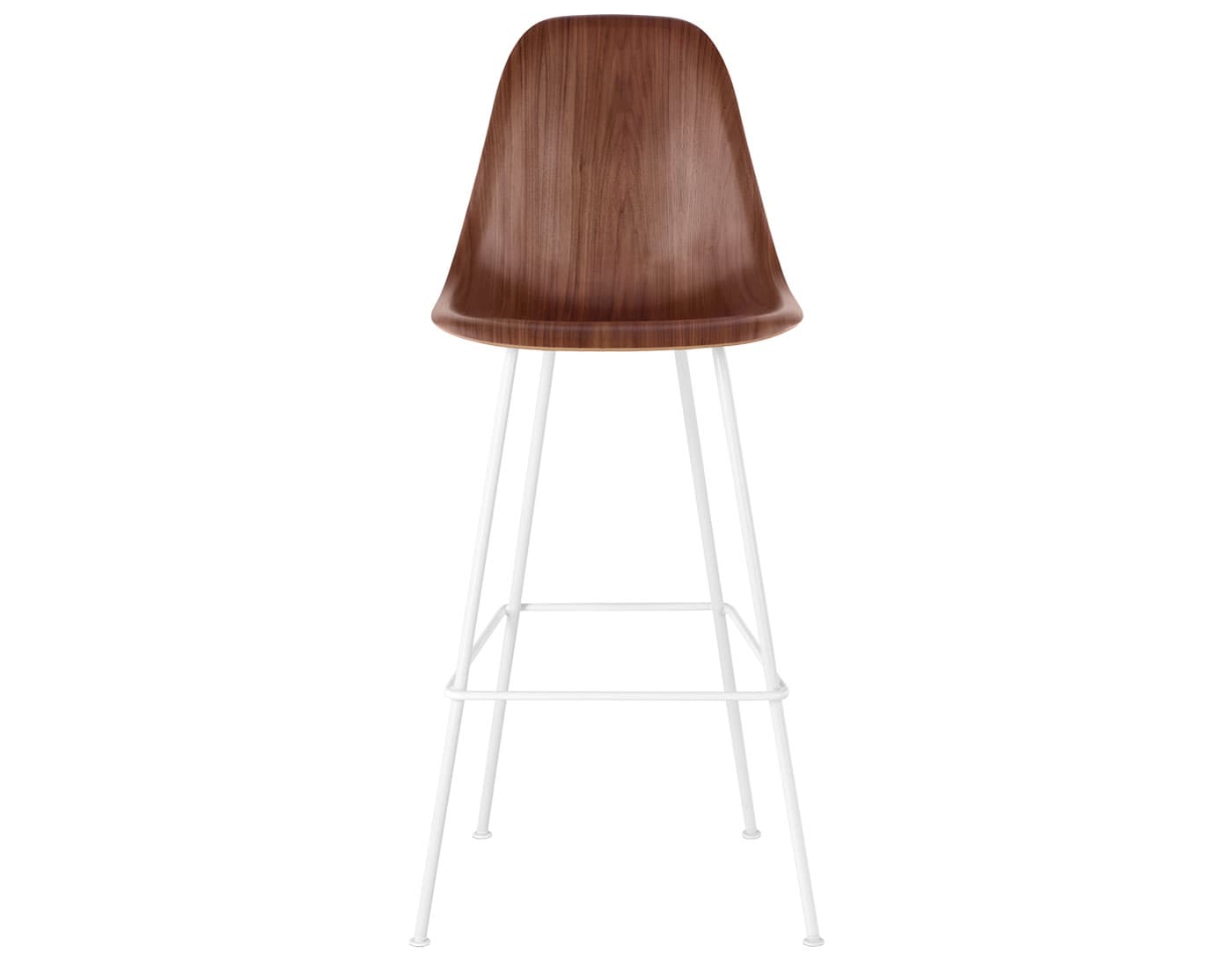 eames molded wood stool / standard glides  / bar height stool  / walnut  / white (91)