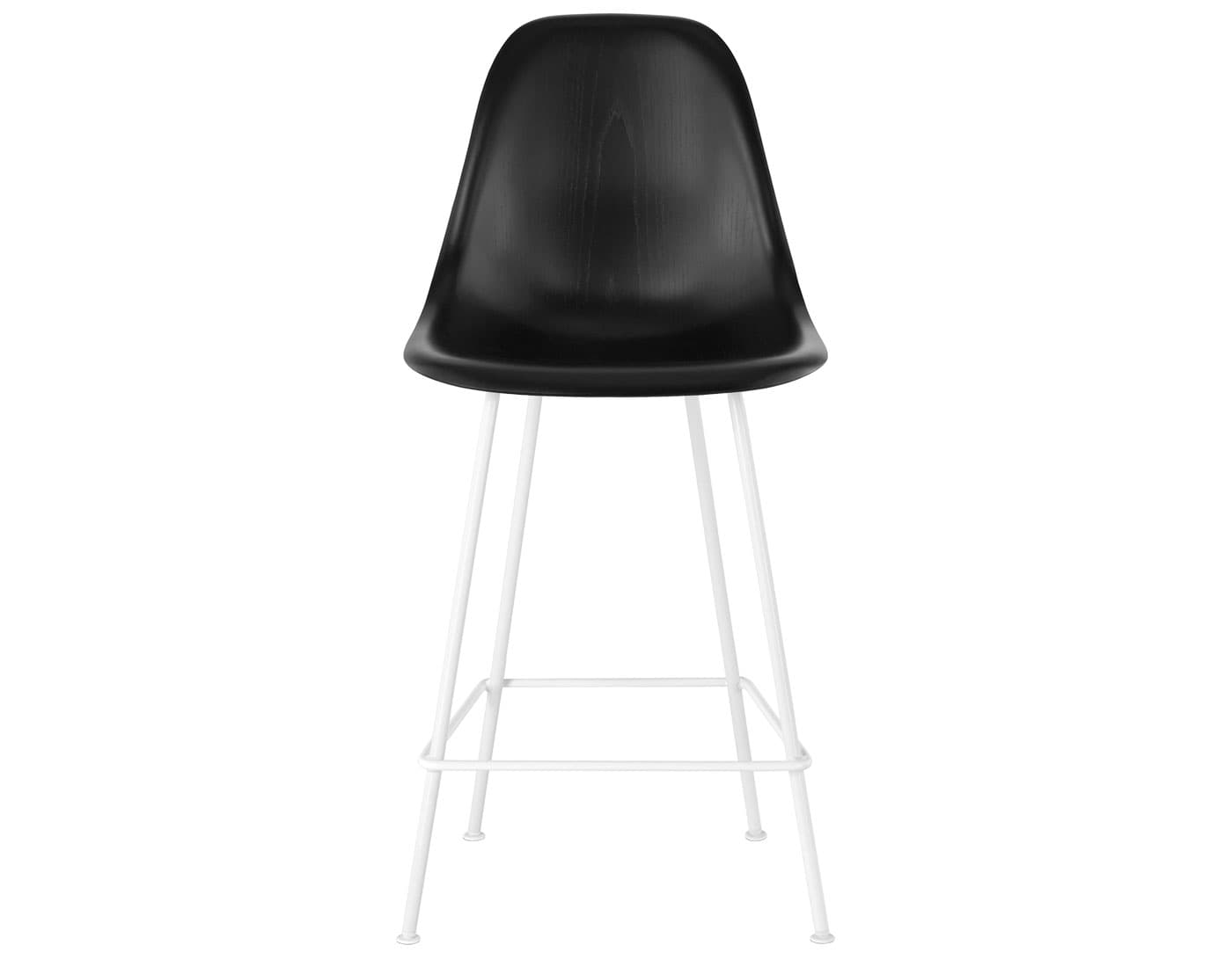 eames molded wood stool / standard glides  / counter height stool  / ebony  / white (91)