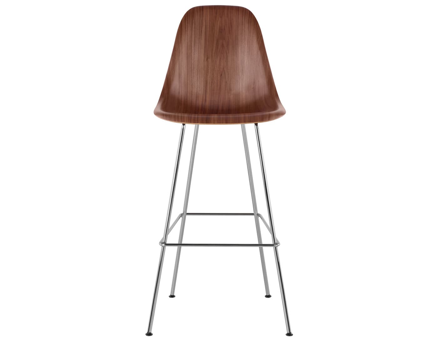eames molded wood stool / standard glides  / bar height stool  / walnut  / trivalent chrome (47)