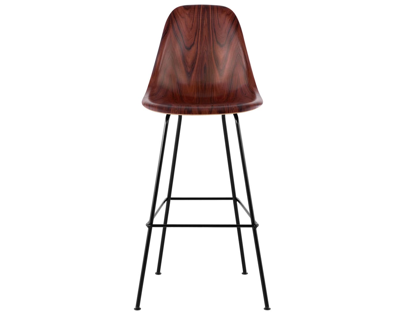 eames molded wood stool / standard glides  / bar height stool  / santos palisander  / black (BK)
