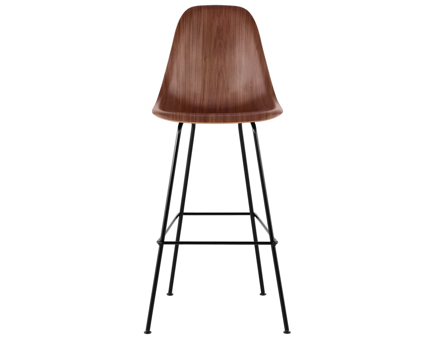 eames molded wood stool / standard glides  / bar height stool  / walnut  / black (BK)