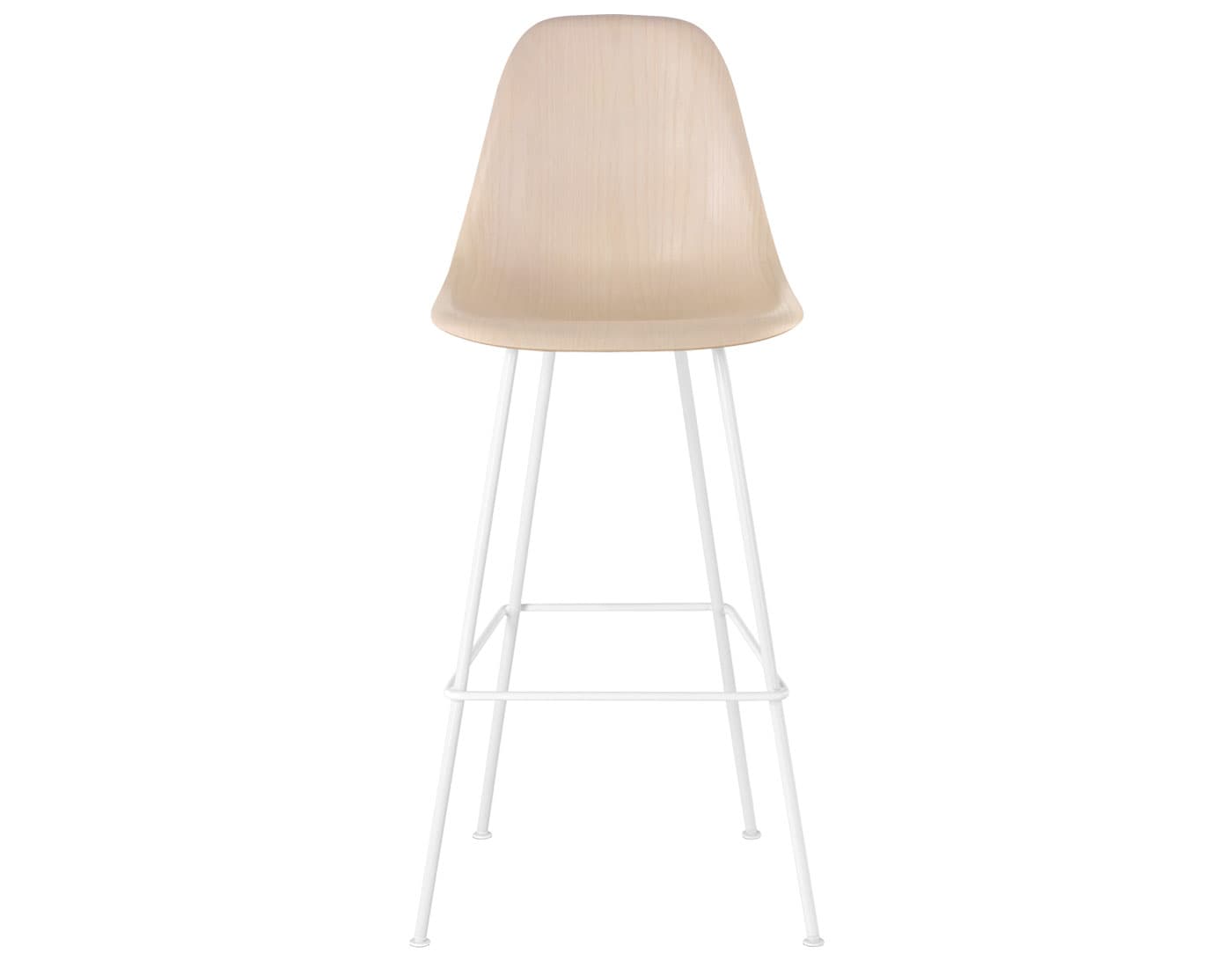 eames molded wood stool / standard glides  / bar height stool  / white ash  / white (91)