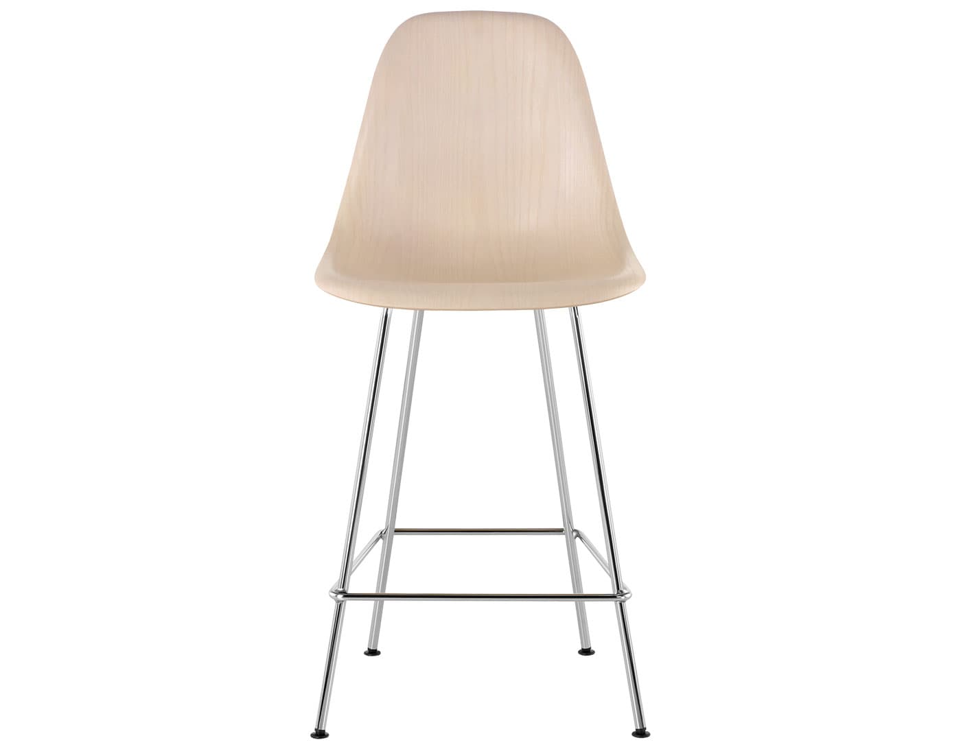 eames molded wood stool / standard glides with felt bottom  / counter height stool  / white ash  / trivalent chrome (47)