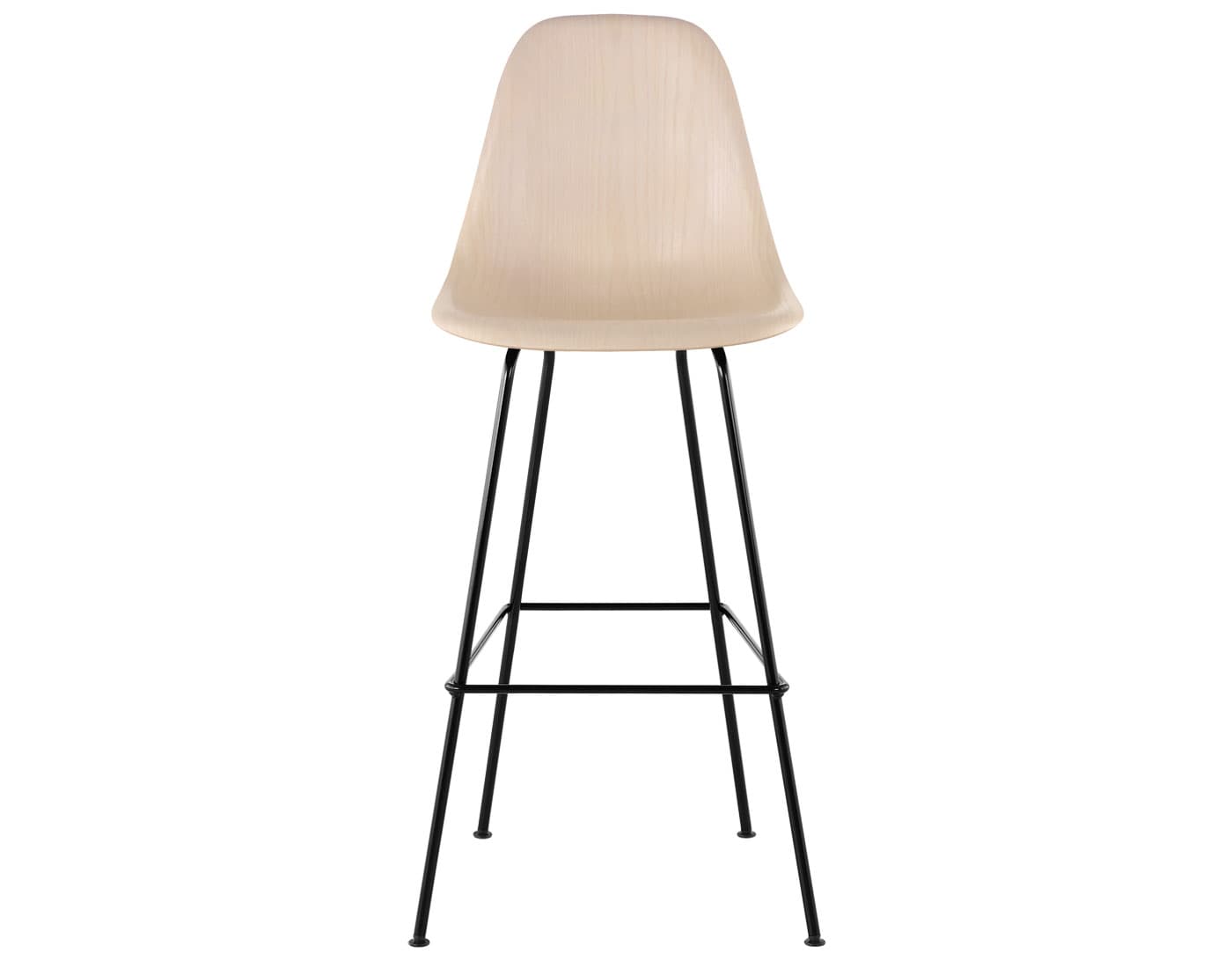eames molded wood stool / standard glides with felt bottom  / bar height stool  / white ash  / black (BK)