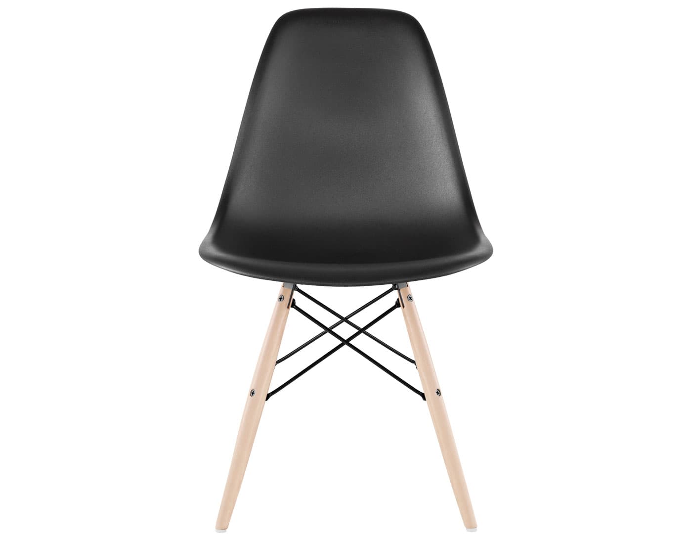 eames molded plastic side chair with dowel base / standard glides with felt bottom  / 100% recycled plastic - black  / maple with white glides  / black