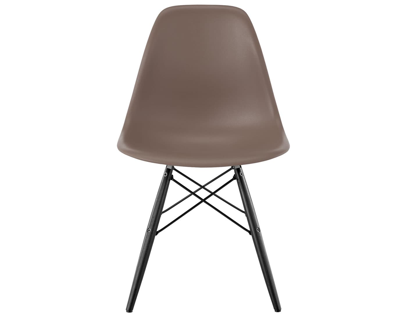 eames molded plastic side chair with dowel base / standard glides  / 100% recycled plastic - cocoa  / ebony with black glides  / black