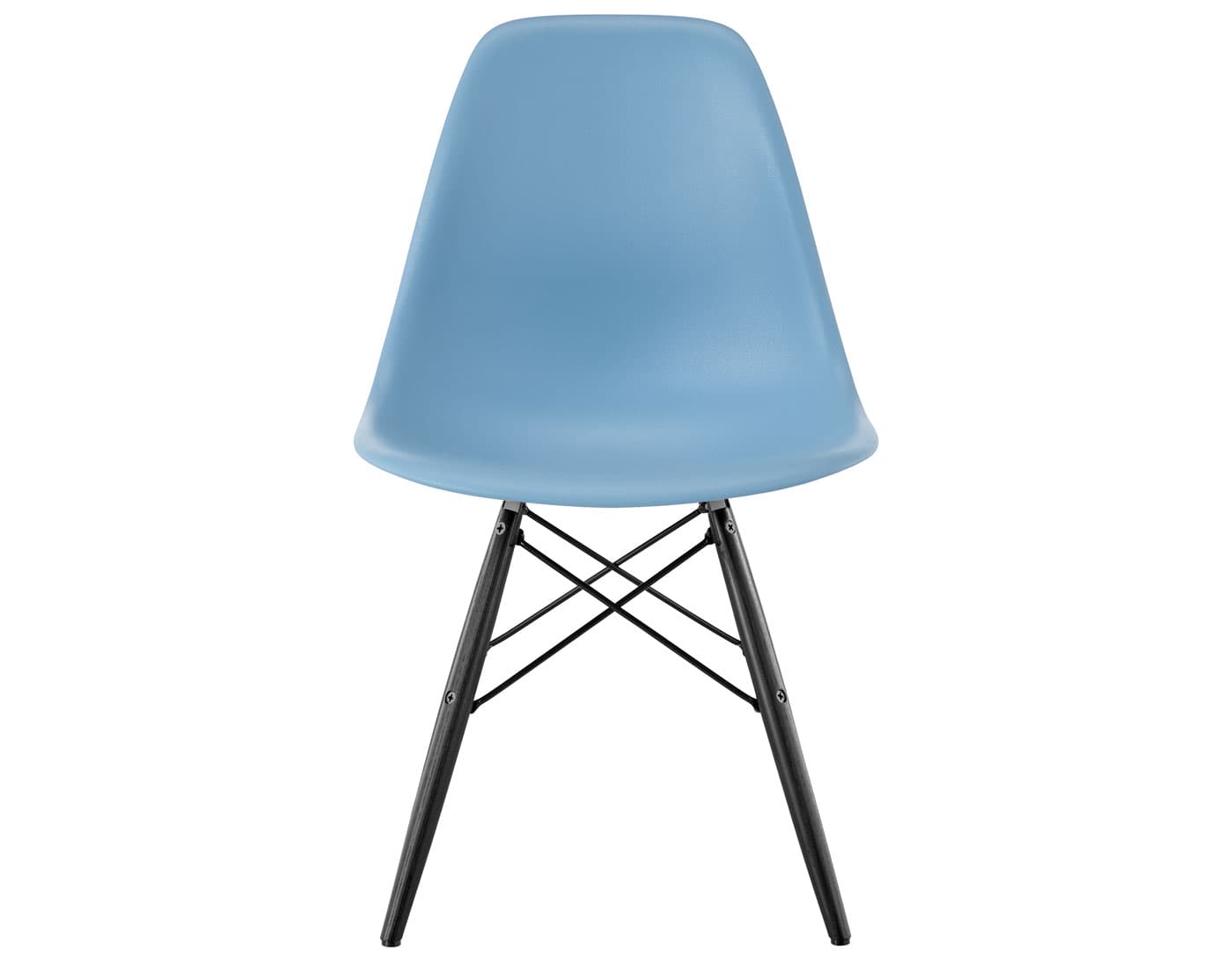 eames molded plastic side chair with dowel base / standard glides with felt bottom  / 100% recycled plastic - pale blue  / ebony with black glides  / black