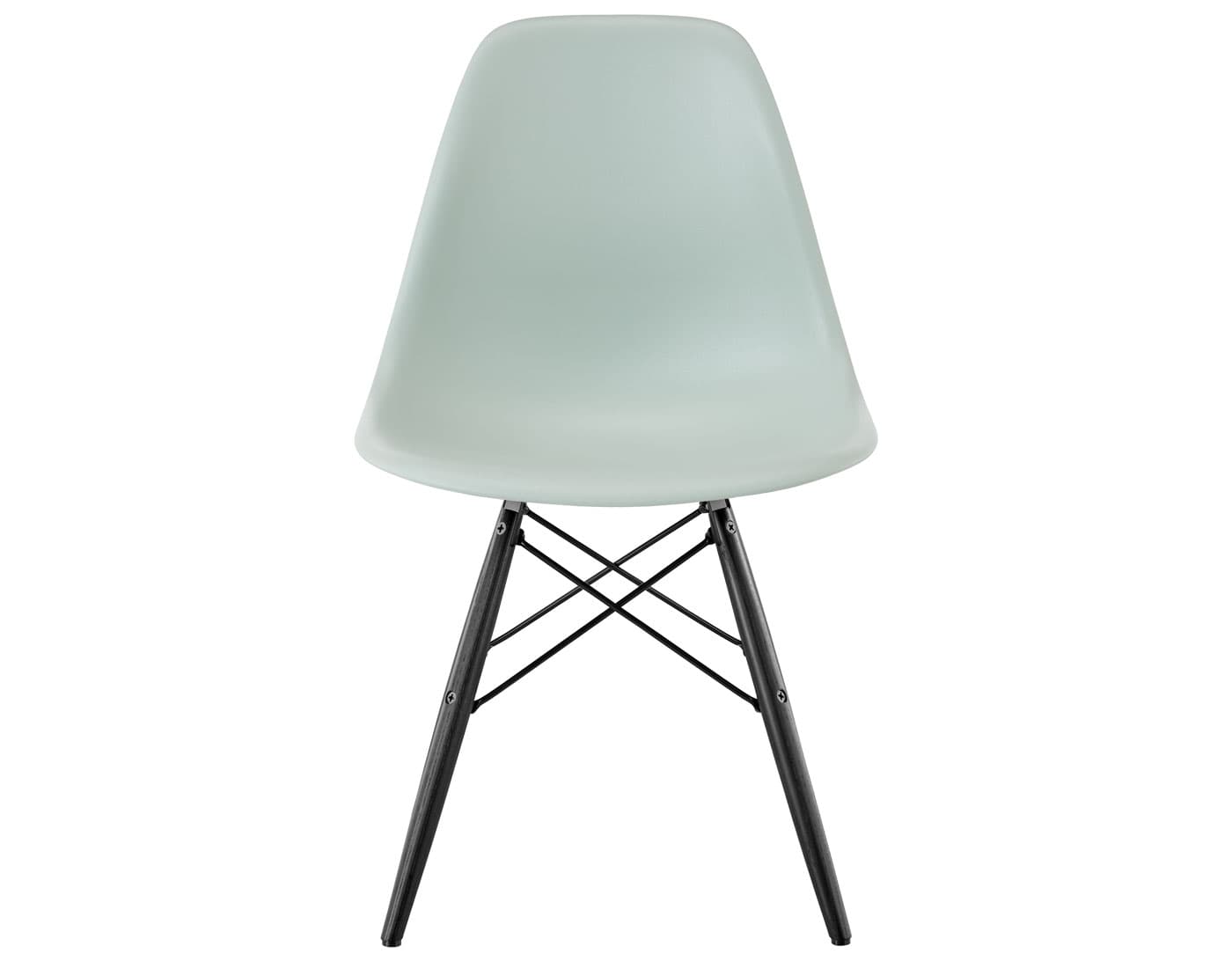 eames molded plastic side chair with dowel base / standard glides  / 100% recycled plastic - grey green  / ebony with black glides  / black