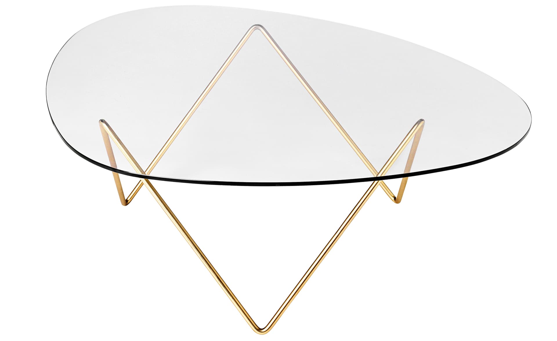 pedrera coffee table / clear glass / semi-matte brass base