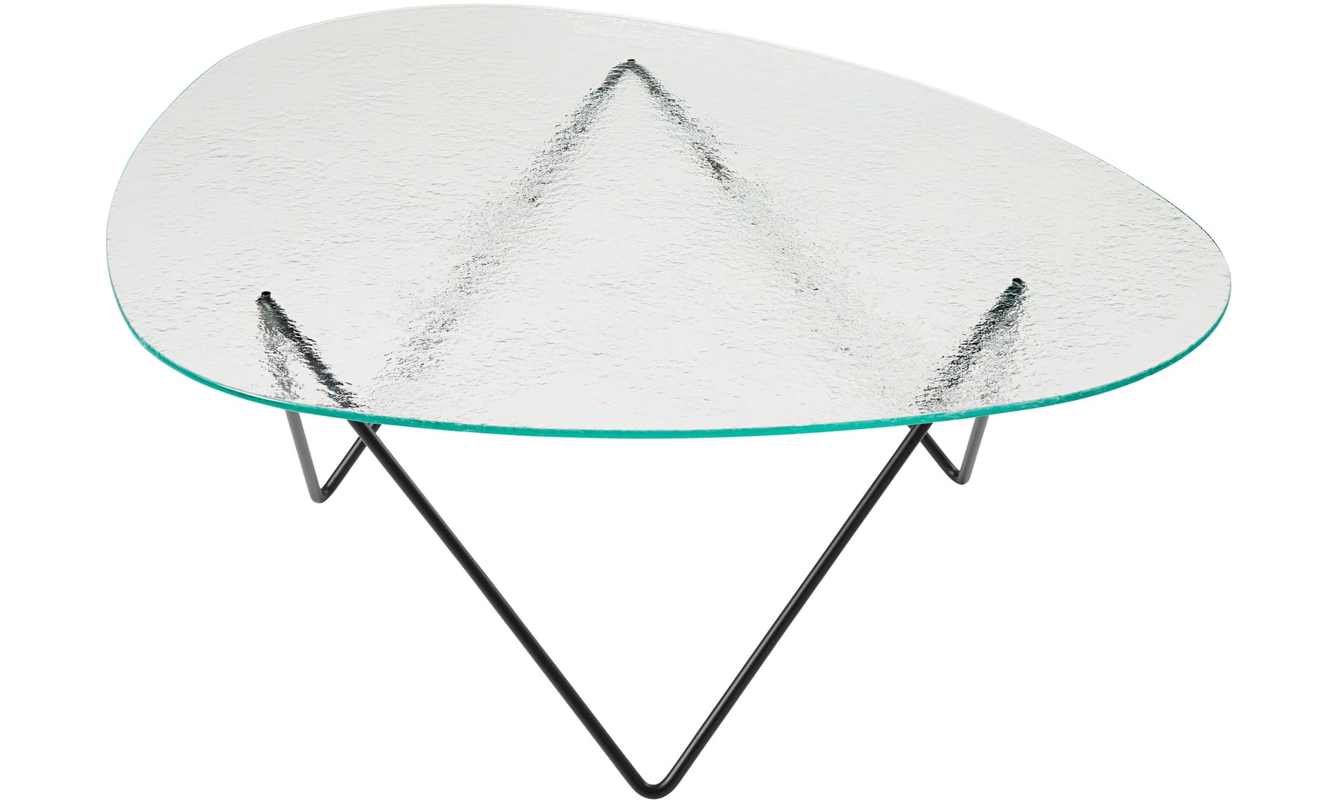 pedrera coffee table / structured clear glass / semi-matte black base