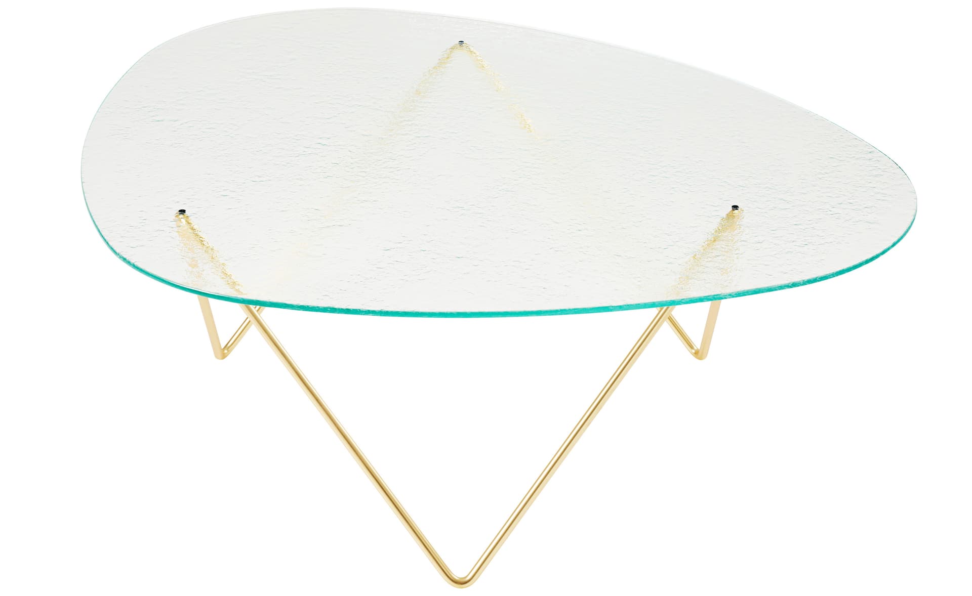 pedrera coffee table / structured clear glass / semi-matte brass base