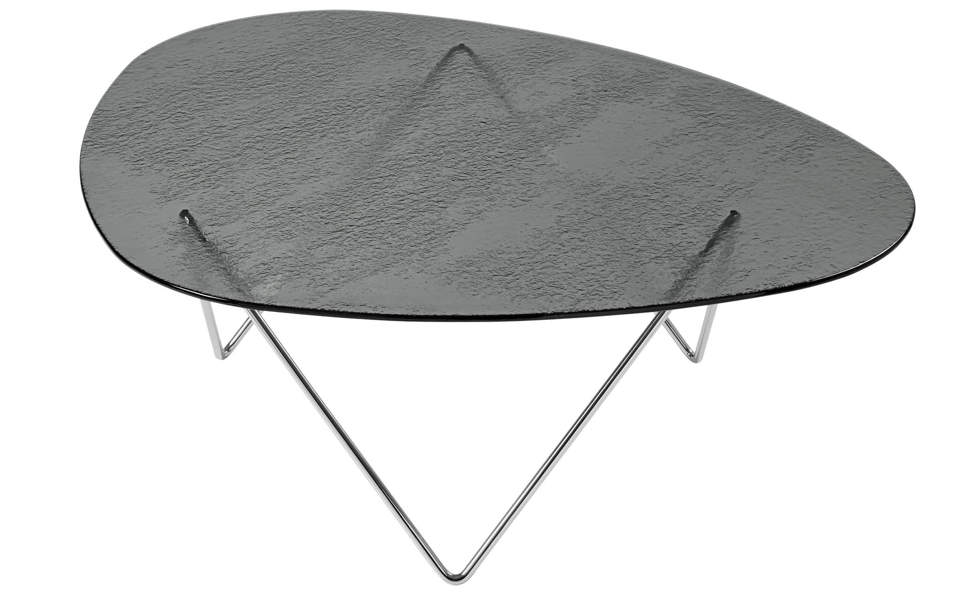 pedrera coffee table / structured smoke glass / chrome base