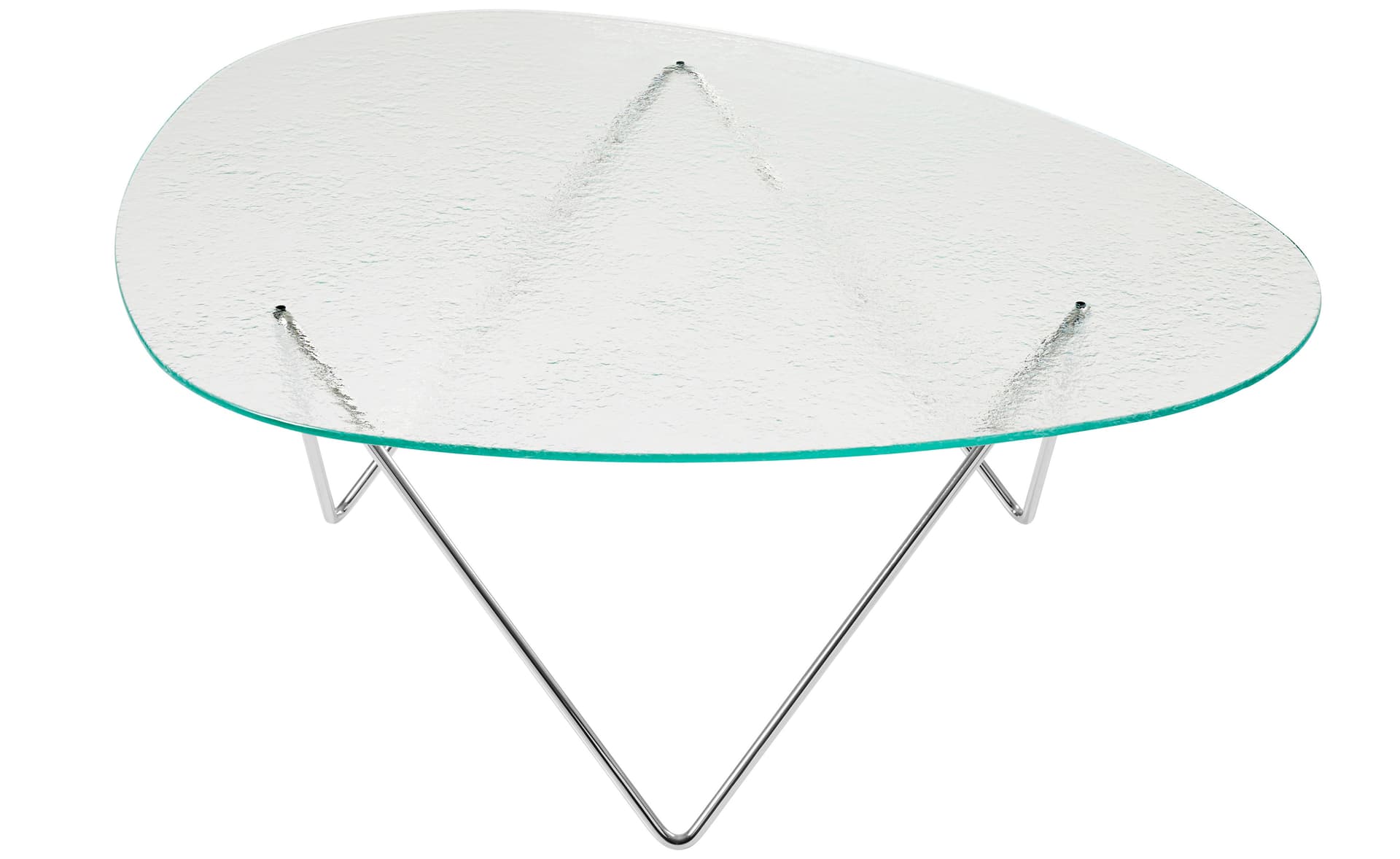 pedrera coffee table / structured clear glass / chrome base