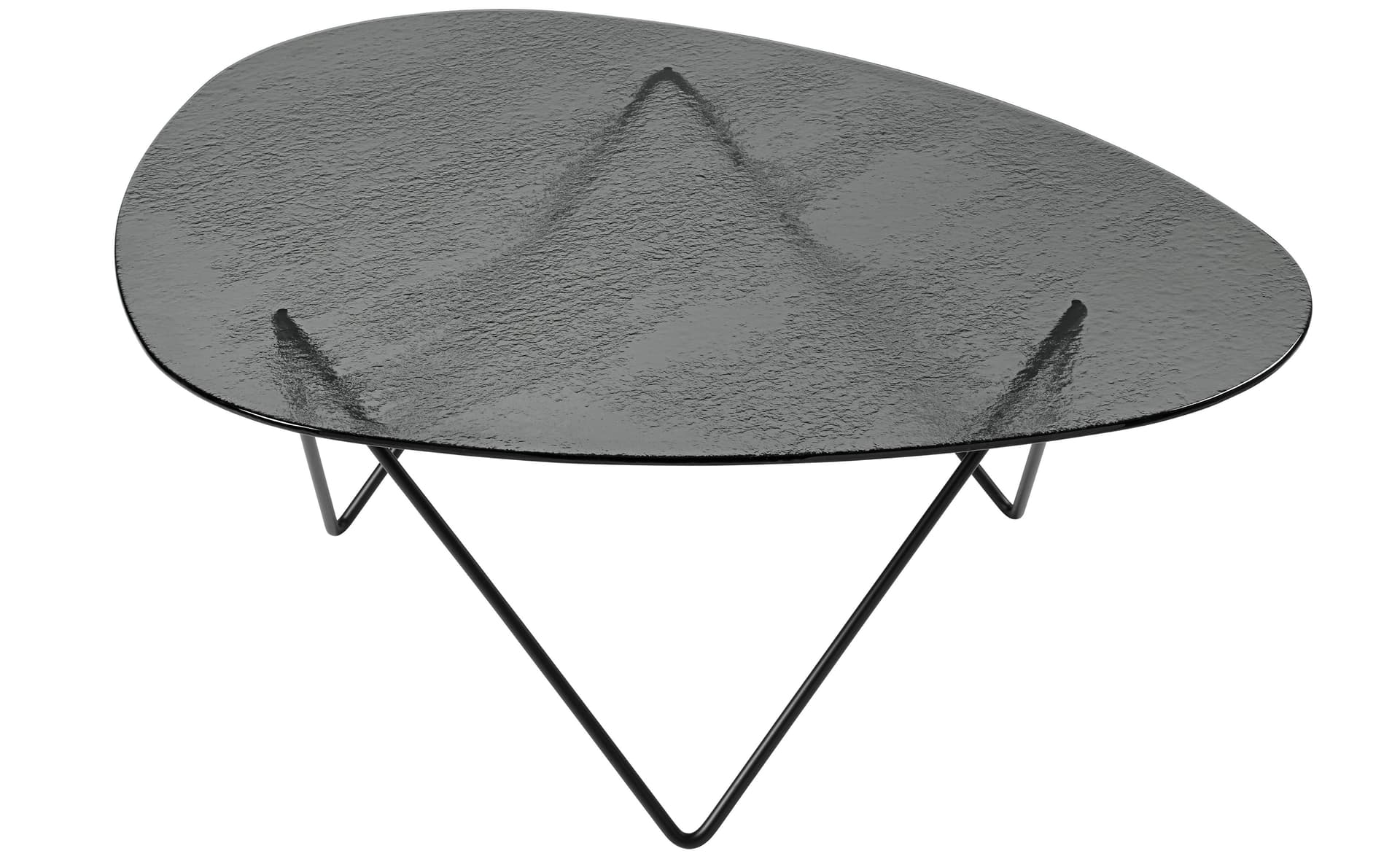 pedrera coffee table / structured smoke glass / semi-matte black base