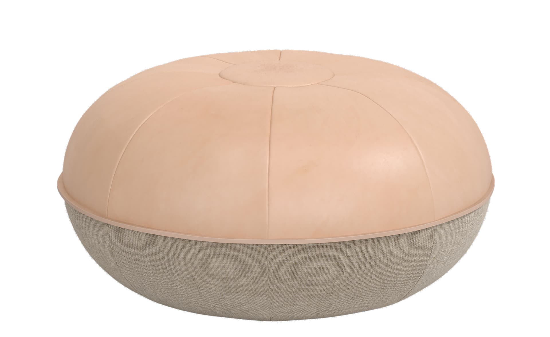 pouf / small - pure leather / natural linen