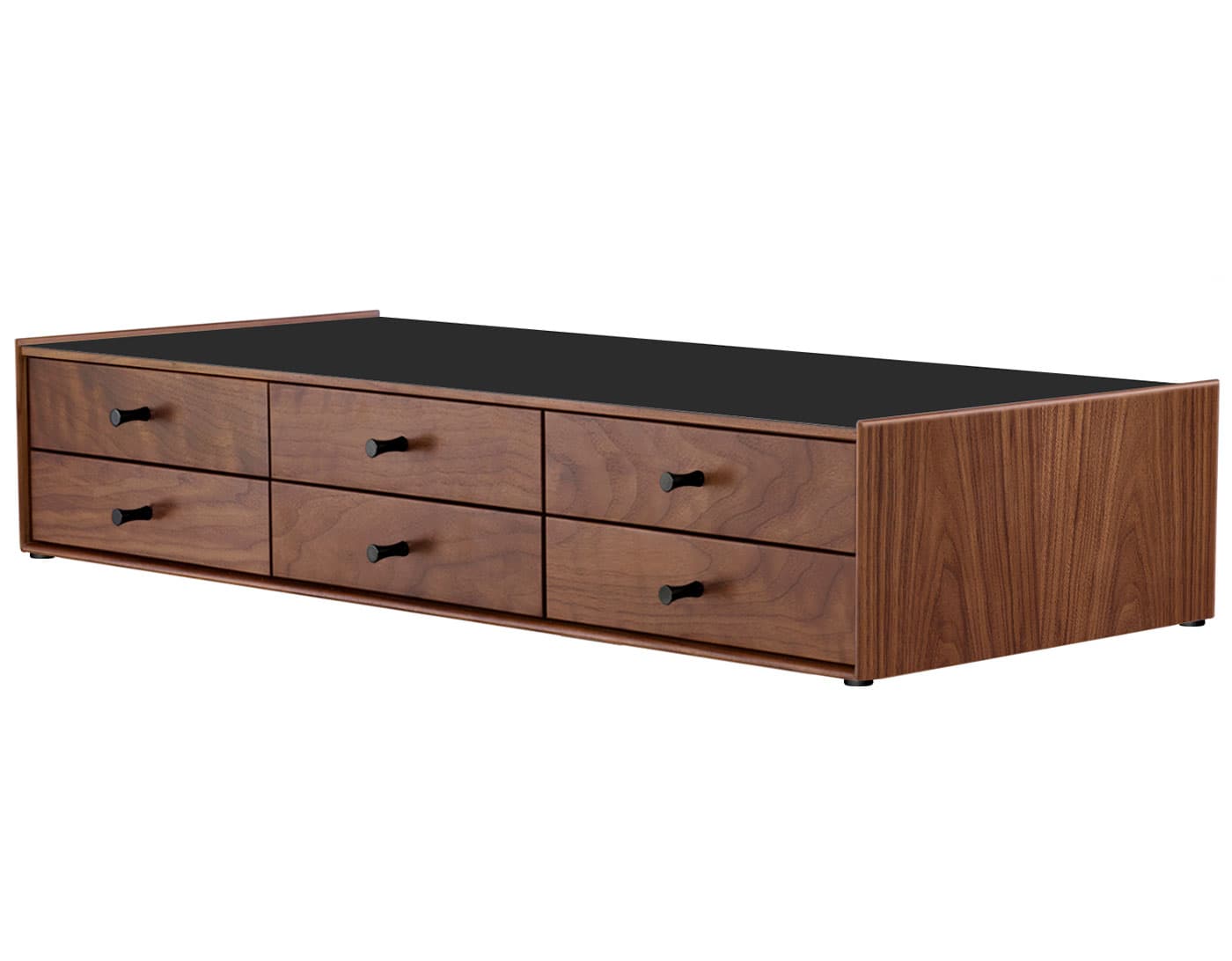 nelson miniature chest 6 drawer / walnut case & walnut drawers  / black  / no base (NC526_) / black laminate