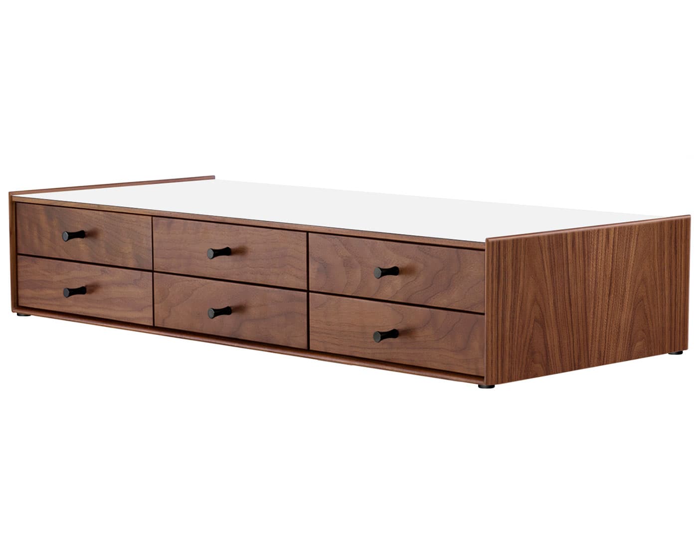 nelson miniature chest 6 drawer / walnut case & walnut drawers  / black  / no base (NC526_) / studio white laminate