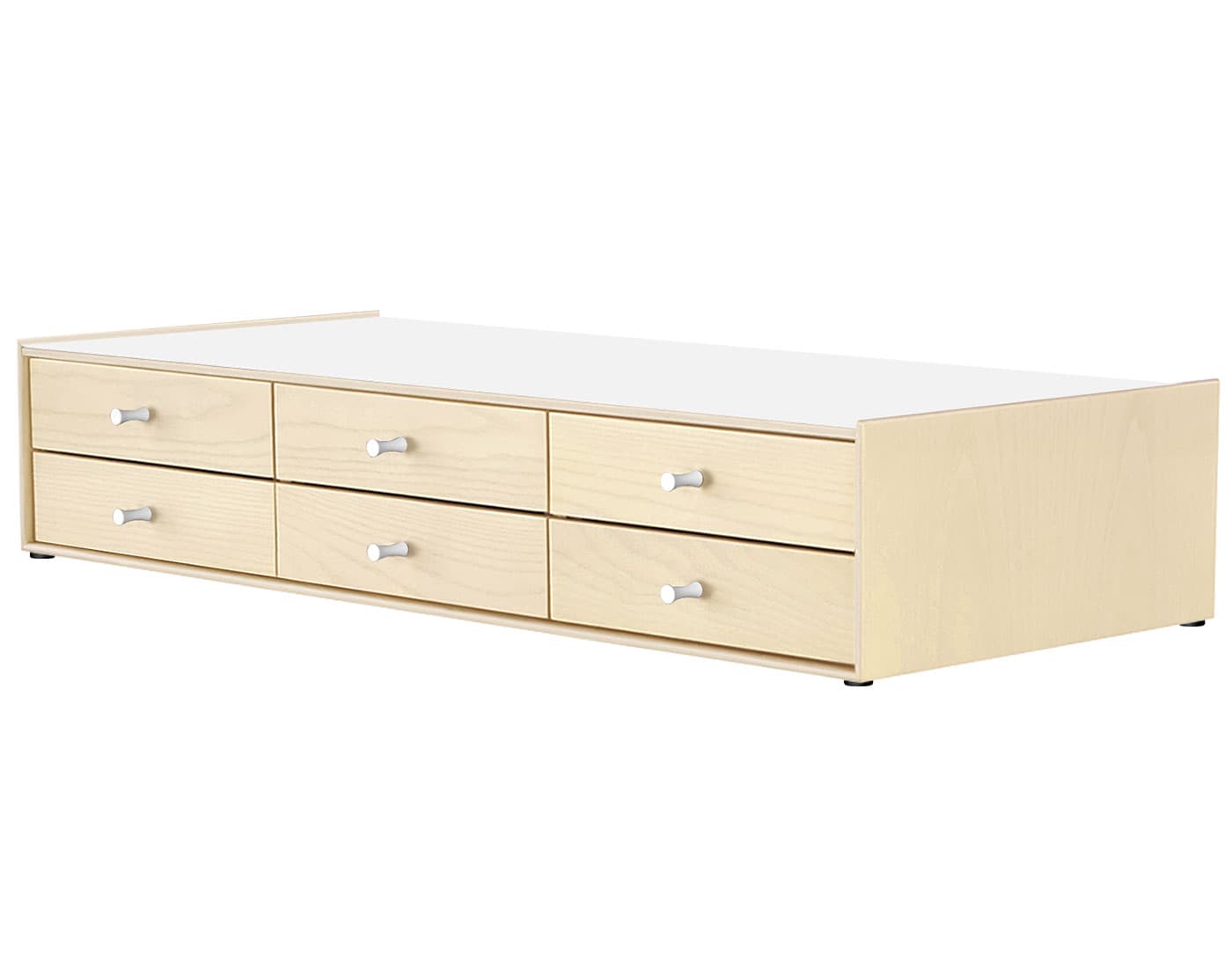 nelson miniature chest 6 drawer / white ash case & white ash drawers  / studio white  / no base (NC526_) / studio white laminate