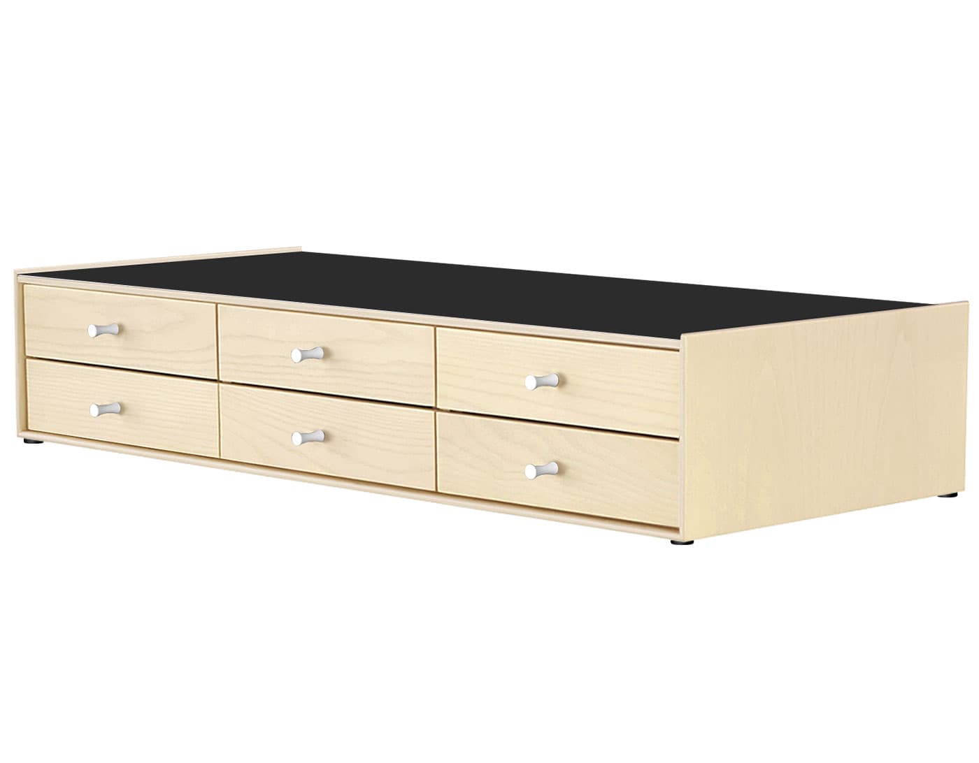 nelson miniature chest 6 drawer / white ash case & white ash drawers  / studio white  / no base (NC526_) / black laminate