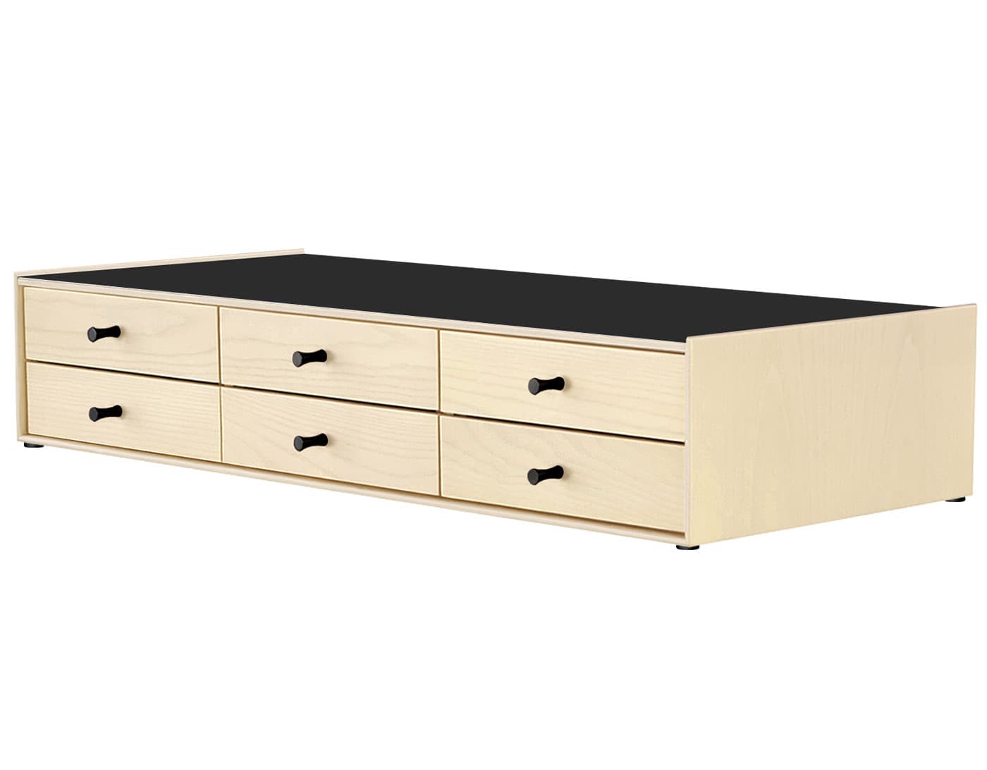 nelson miniature chest 6 drawer / white ash case & white ash drawers  / black  / no base (NC526_) / black laminate