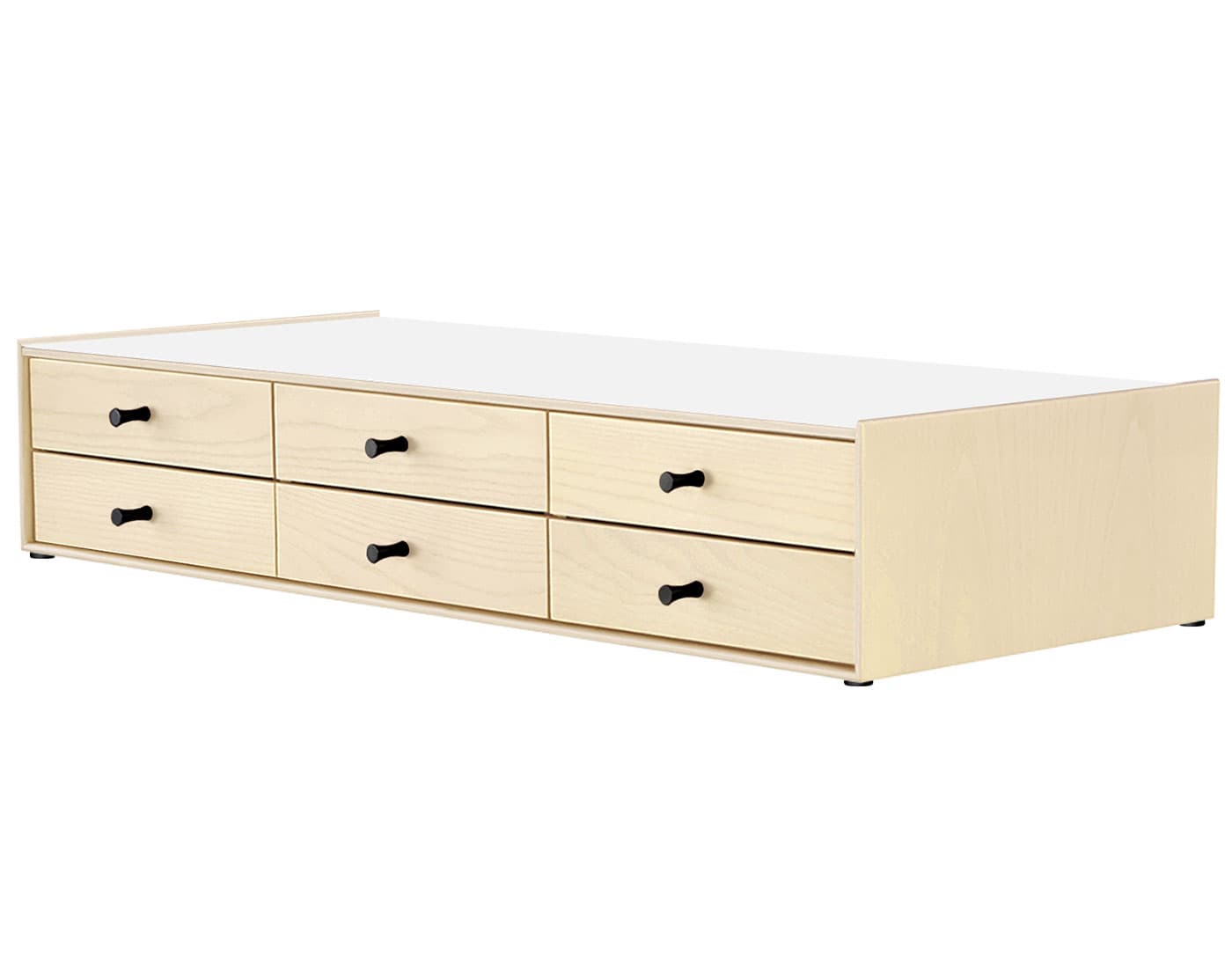 nelson miniature chest 6 drawer / white ash case & white ash drawers  / black  / no base (NC526_) / studio white laminate