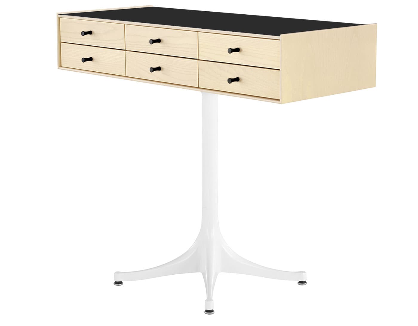 nelson miniature chest 6 drawer / white ash case & white ash drawers  / black  / studio white pedestal base  / black laminate