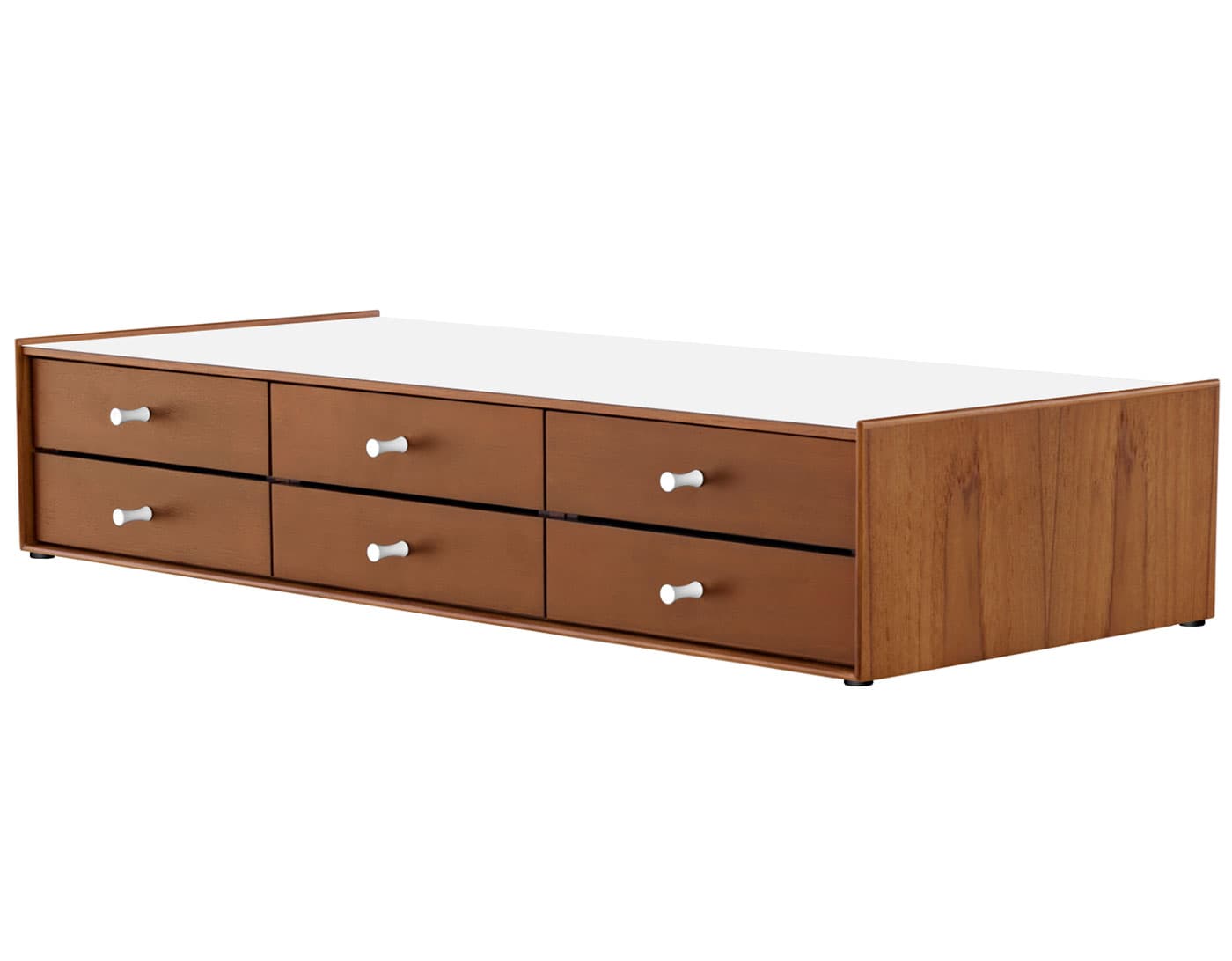 nelson miniature chest 6 drawer / teak case & teak drawers  / studio white  / no base (NC526_) / studio white laminate