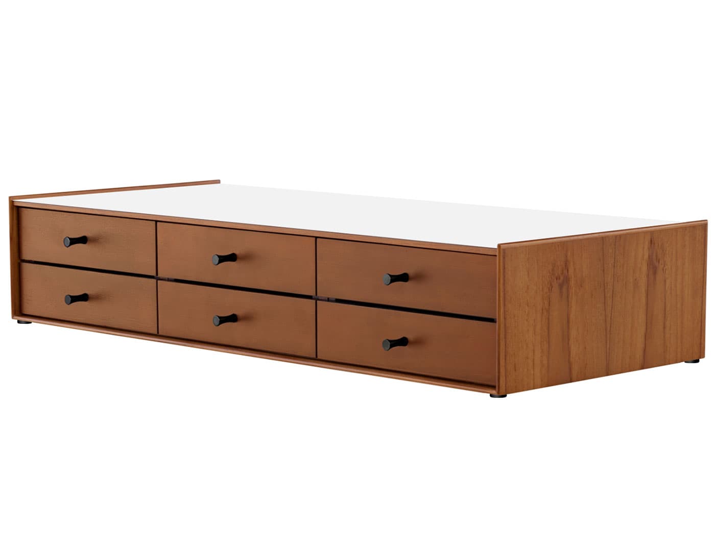nelson miniature chest 6 drawer / teak case & teak drawers  / black  / no base (NC526_) / studio white laminate