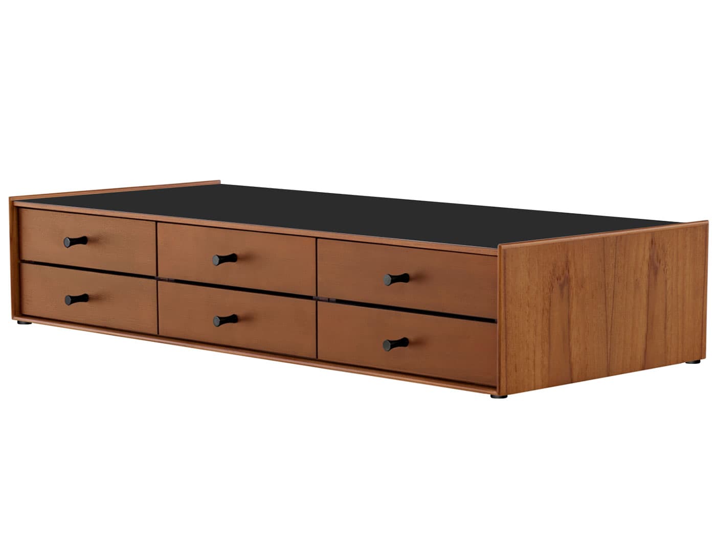 nelson miniature chest 6 drawer / teak case & teak drawers  / black  / no base (NC526_) / black laminate