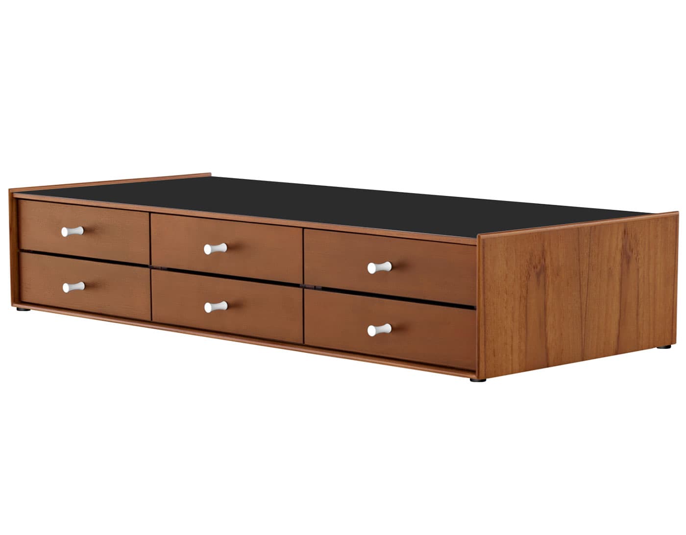 nelson miniature chest 6 drawer / teak case & teak drawers  / studio white  / no base (NC526_) / black laminate