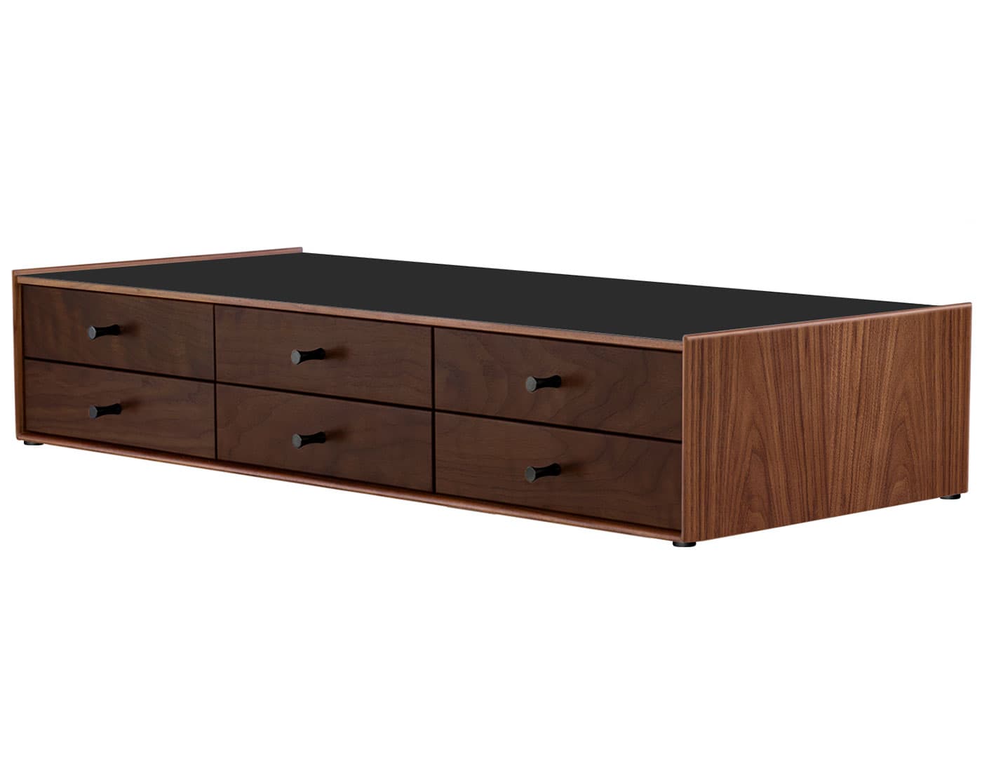 nelson miniature chest 6 drawer / walnut case & dark brown walnut drawers combination  / black  / no base (NC526_) / black laminate