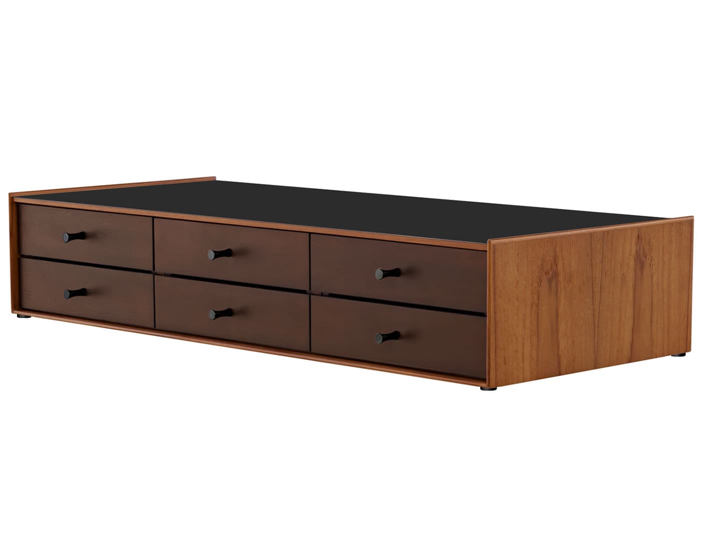 nelson miniature chest 6 drawer / teak case & dark brown teak drawers combination  / black  / no base (NC526_) / black laminate