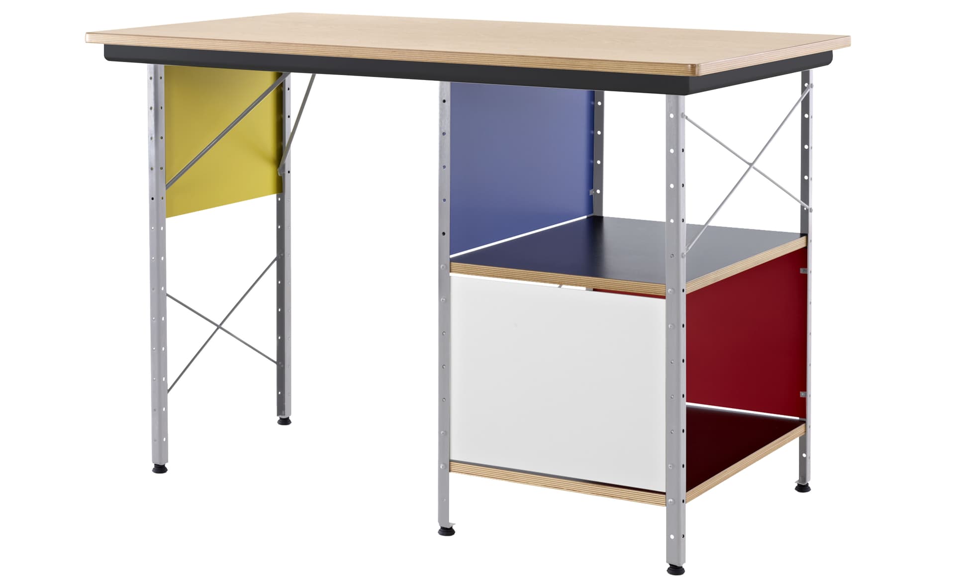 Eames Desk Unit with Open Storage / zinc plated  / multi-color