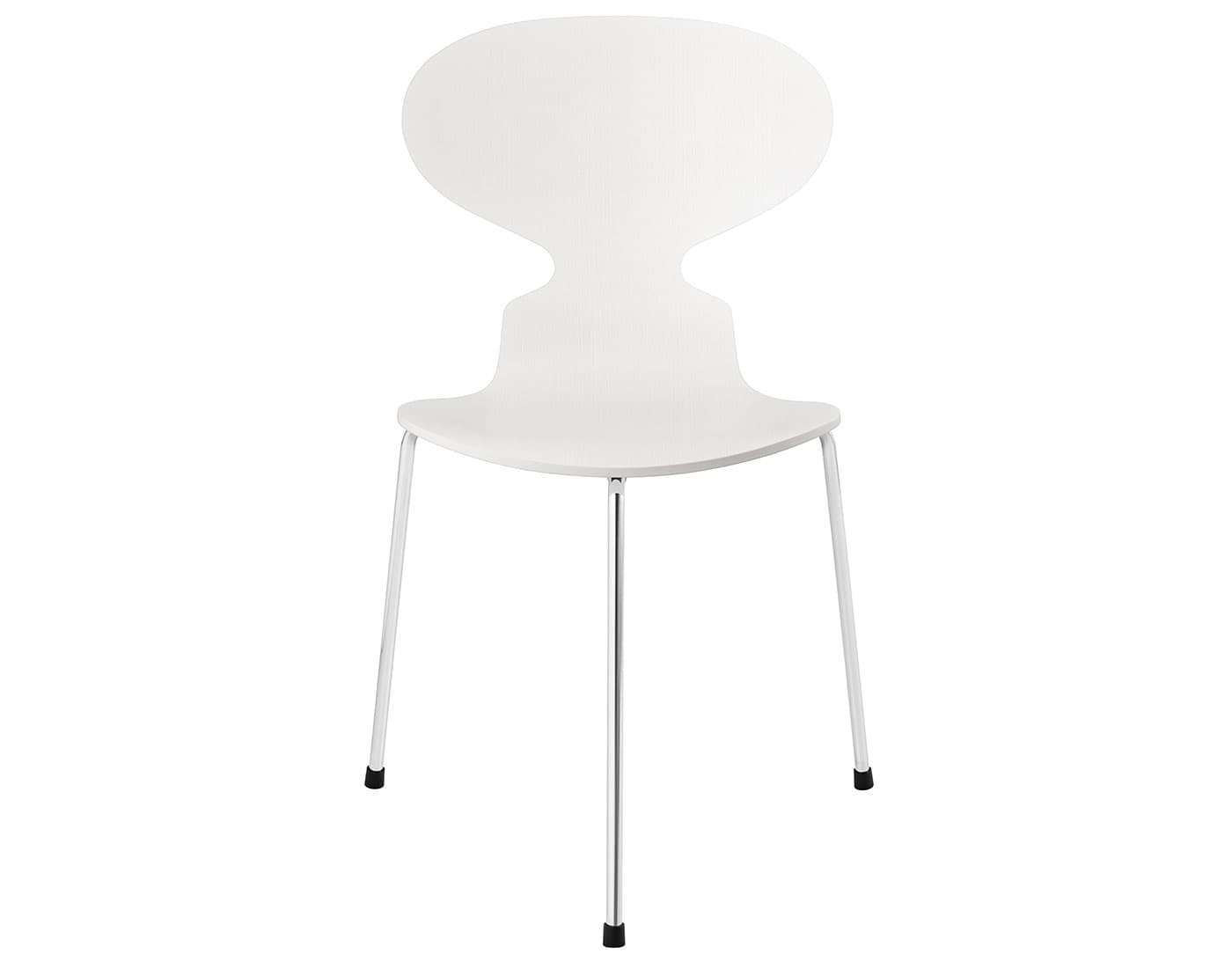 3-Leg Ant Chair, Colored Veneer / standard glides / standard seat height - 18.1" / colored ash - white (105) / chrome