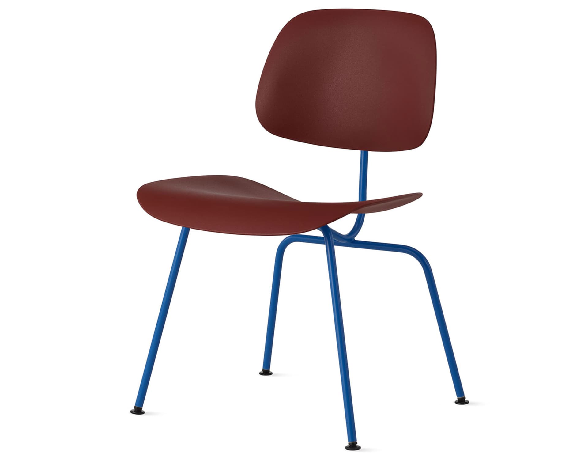 Eames Molded Plastic Dining Chair Metal Base DCM EC-127 / Black Glides / Black Screws /  berry blue  / brick red