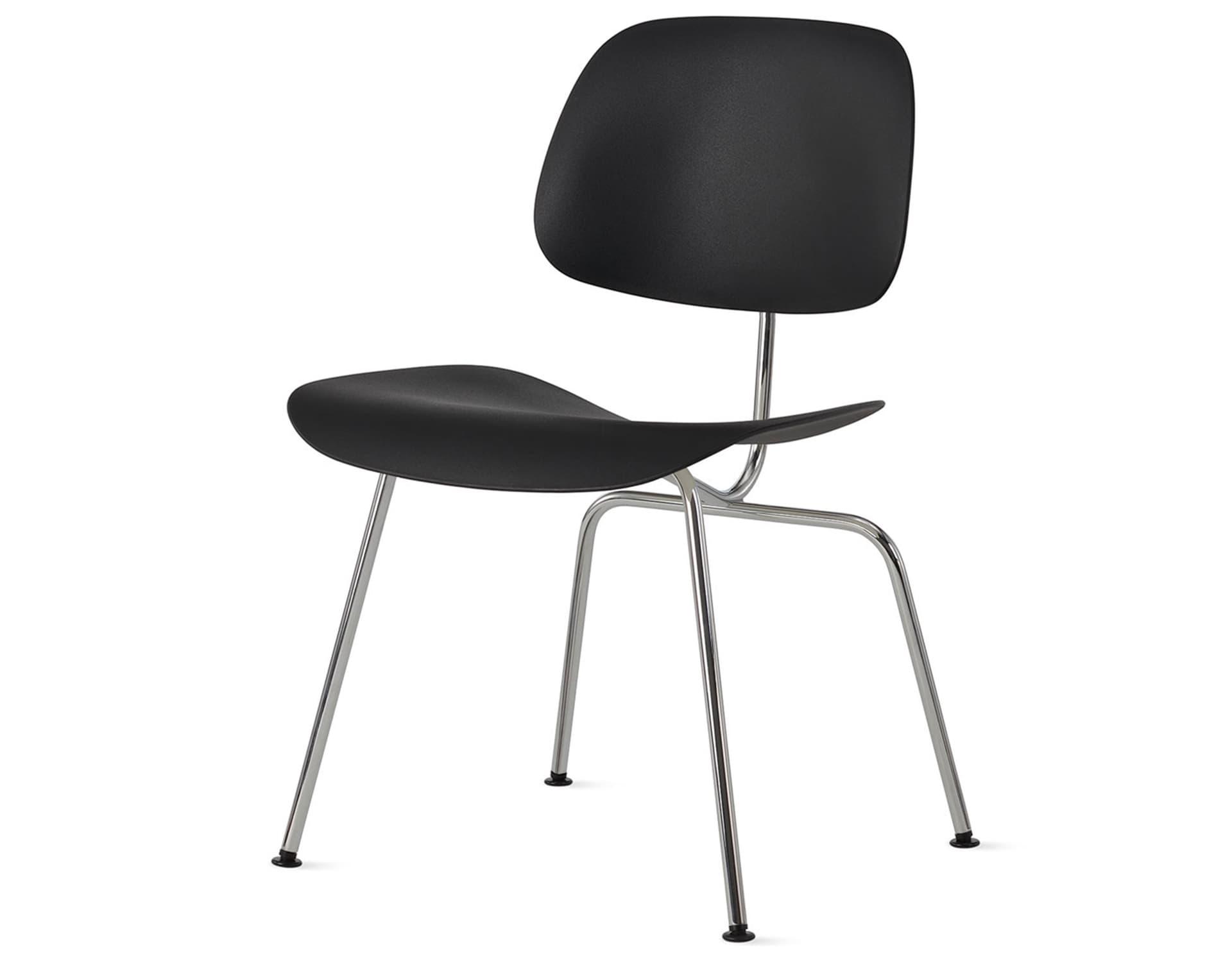Eames Molded Plastic Dining Chair Metal Base DCM EC-127 / Black Glides / Black Screws / trivalent chrome  / black