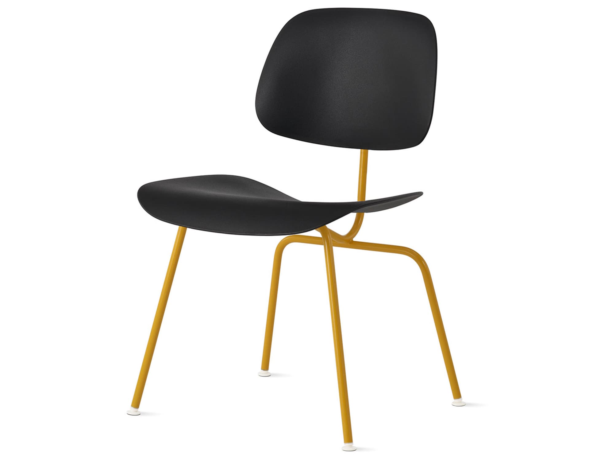 Eames Molded Plastic Dining Chair Metal Base DCM EC-127 / White Glides / Black Screws / marigold  / black