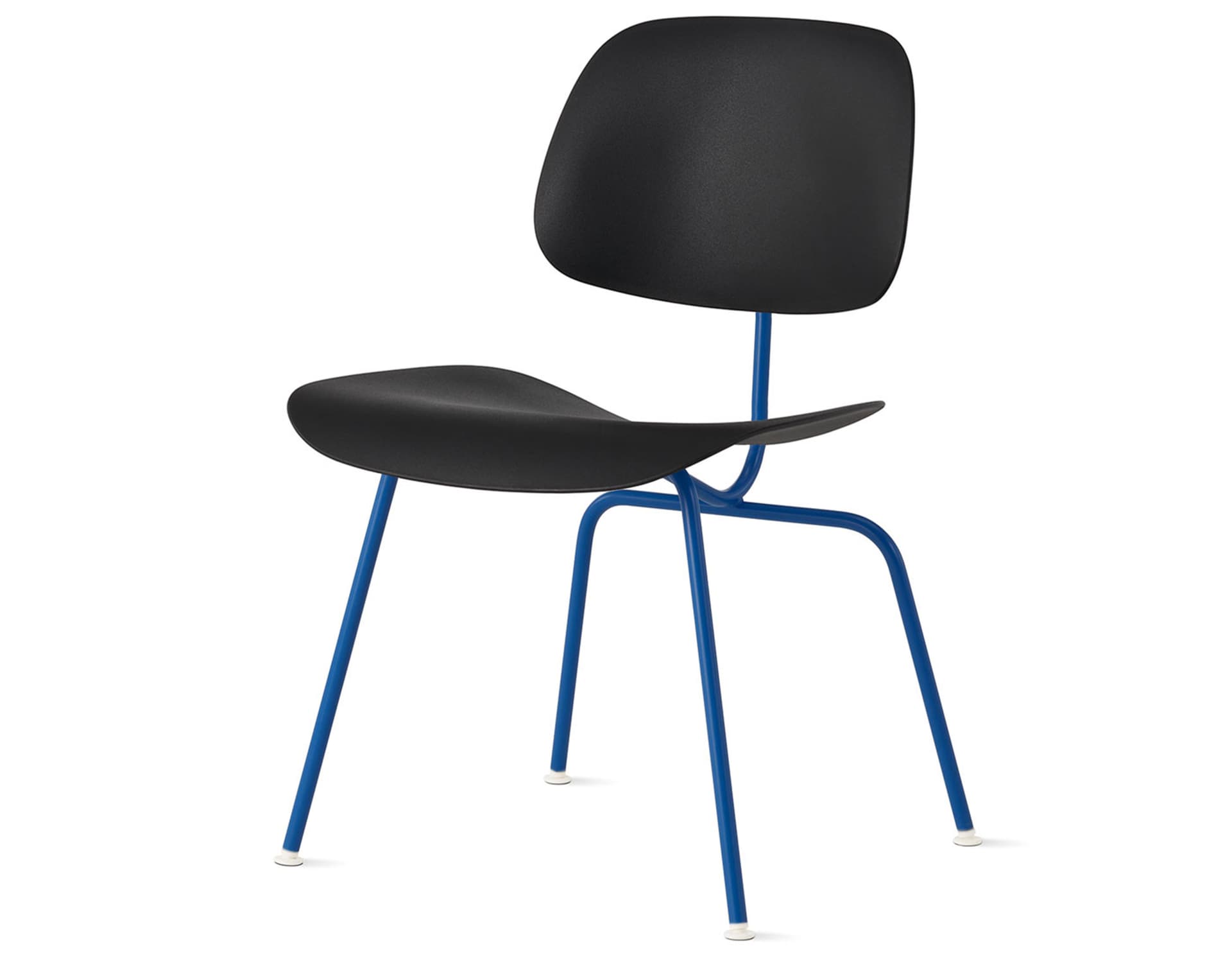Eames Molded Plastic Dining Chair Metal Base DCM EC-127 / White Glides / Black Screws /  berry blue  / black