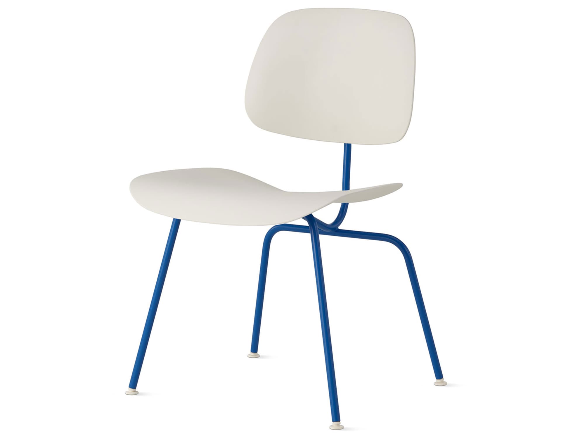 Eames Molded Plastic Dining Chair Metal Base DCM EC-127 / White Glides / Black Screws /  berry blue  / white