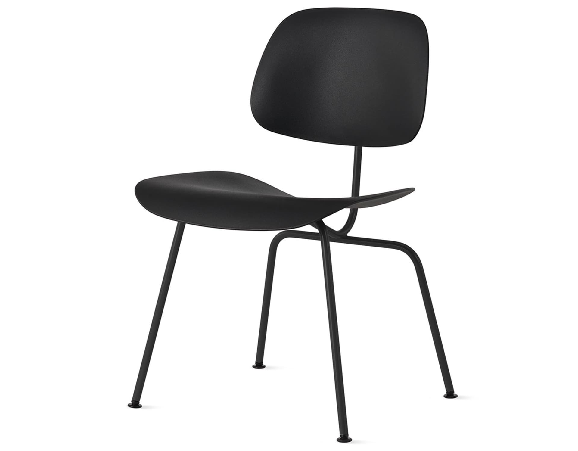 Eames Molded Plastic Dining Chair Metal Base DCM EC-127 / Black Glides / Zinc Screws / ultra black  / black