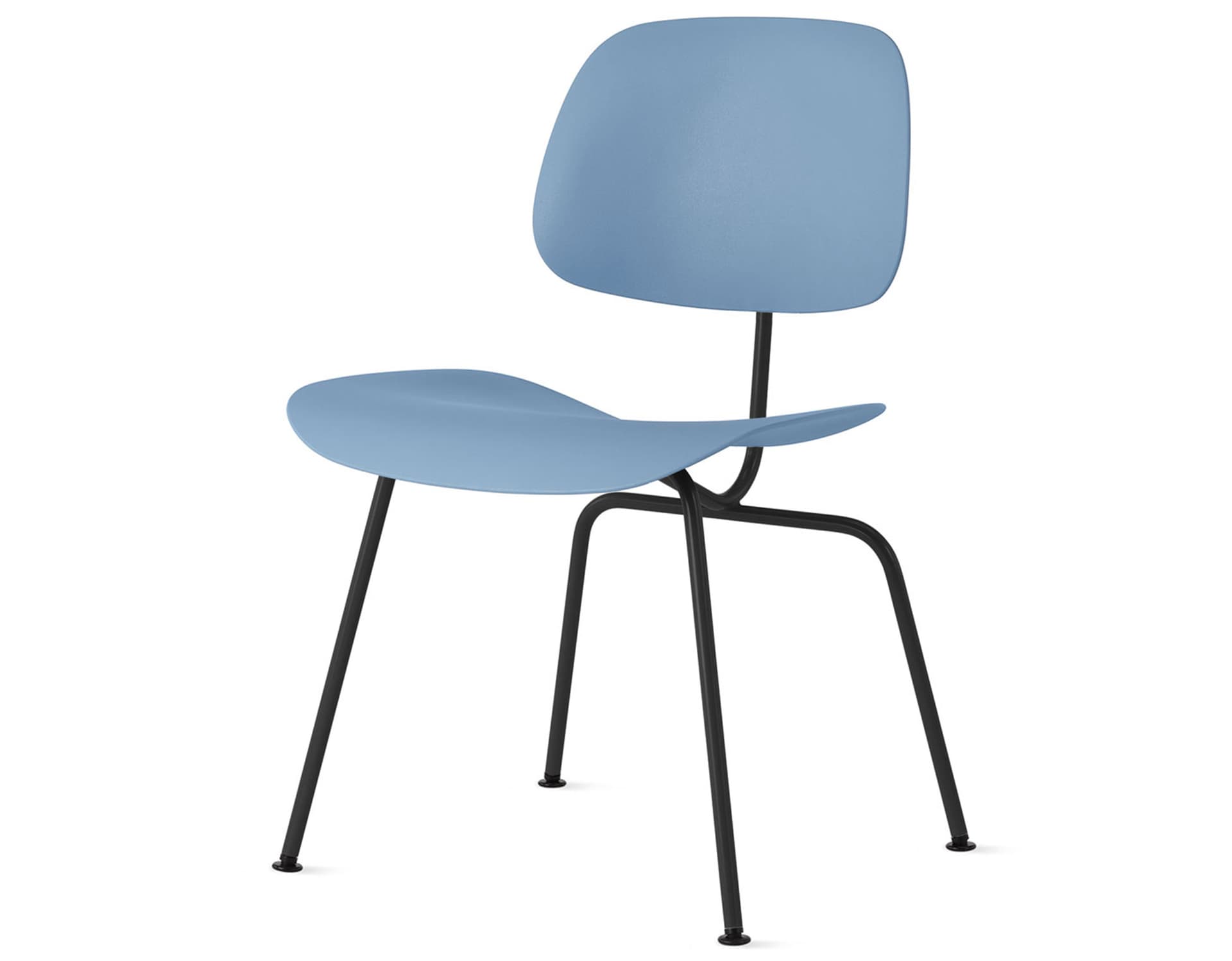 Eames Molded Plastic Dining Chair Metal Base DCM EC-127 / Black Glides / Zinc Screws / ultra black  / pale blue