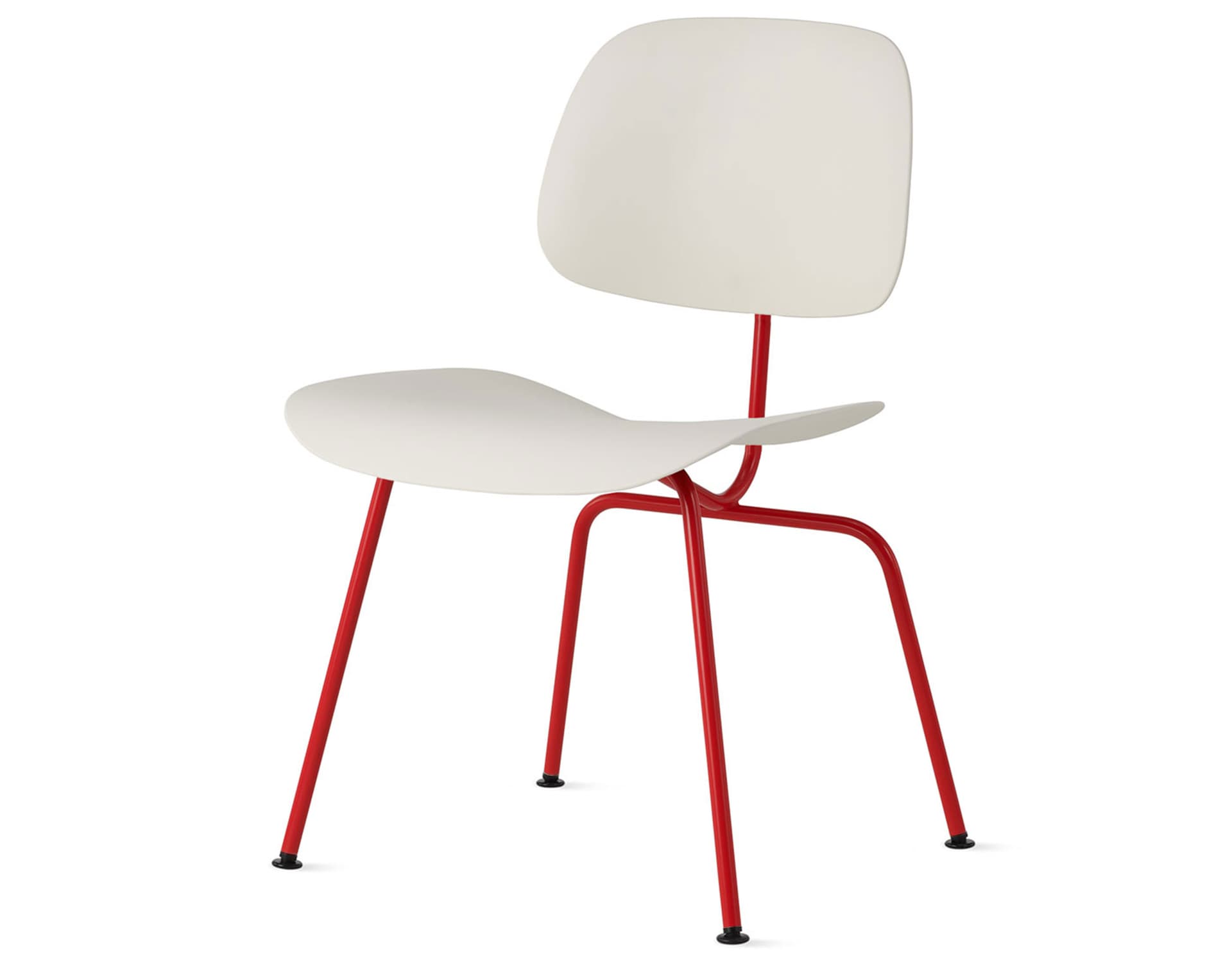 Eames Molded Plastic Dining Chair Metal Base DCM EC-127 / Black Glides / Black Screws / blaze  / white
