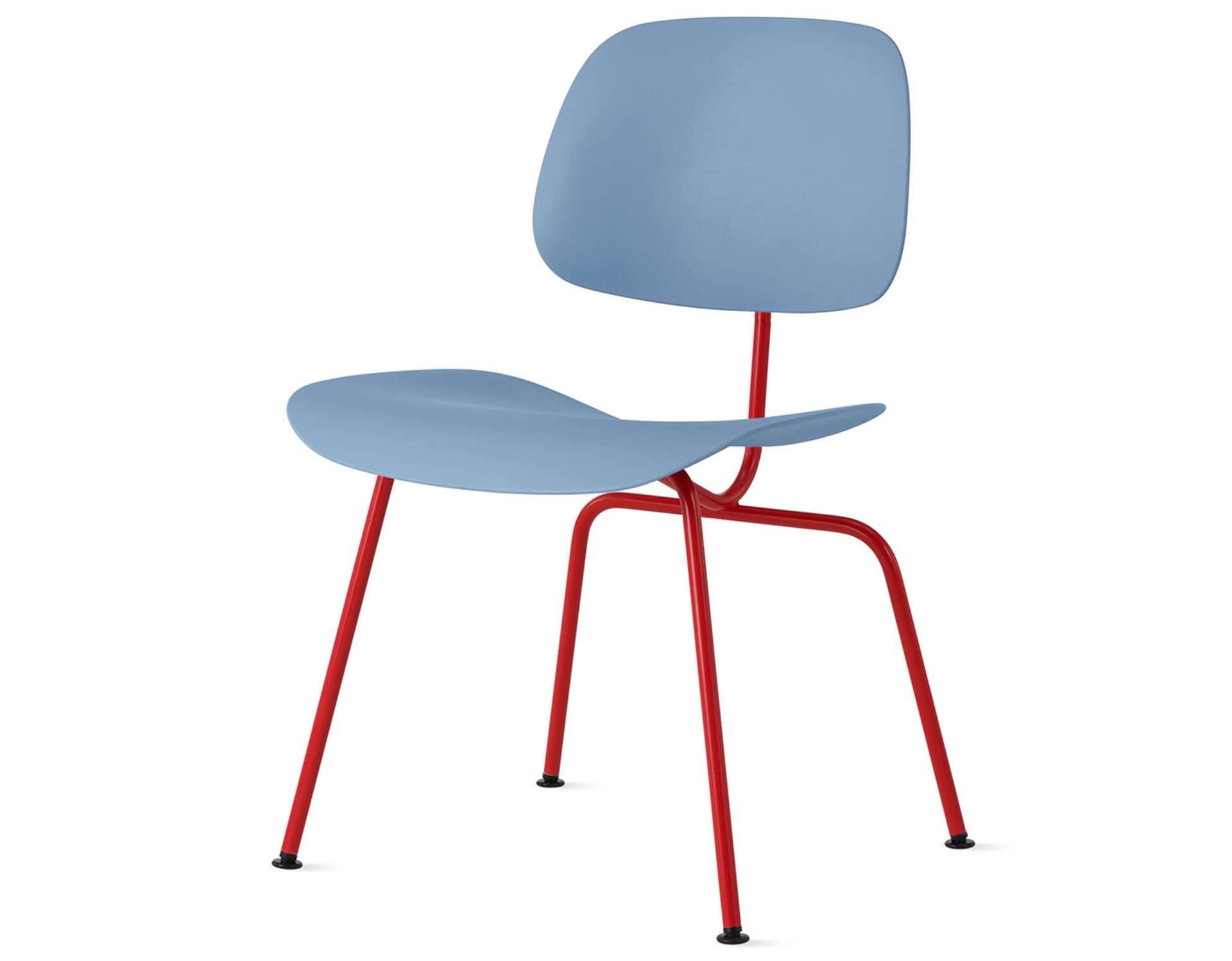 Eames Molded Plastic Dining Chair Metal Base DCM EC-127 / Black Glides / Black Screws / blaze  / pale blue