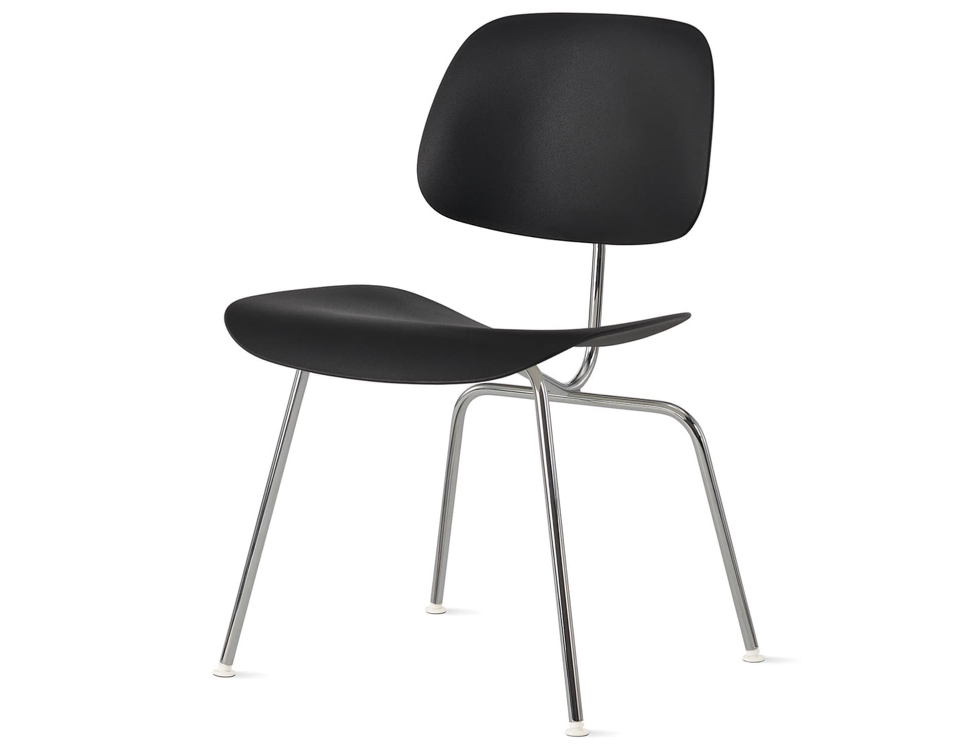Eames Molded Plastic Dining Chair Metal Base DCM EC-127 / White Glides / Black Screws / trivalent chrome  / black