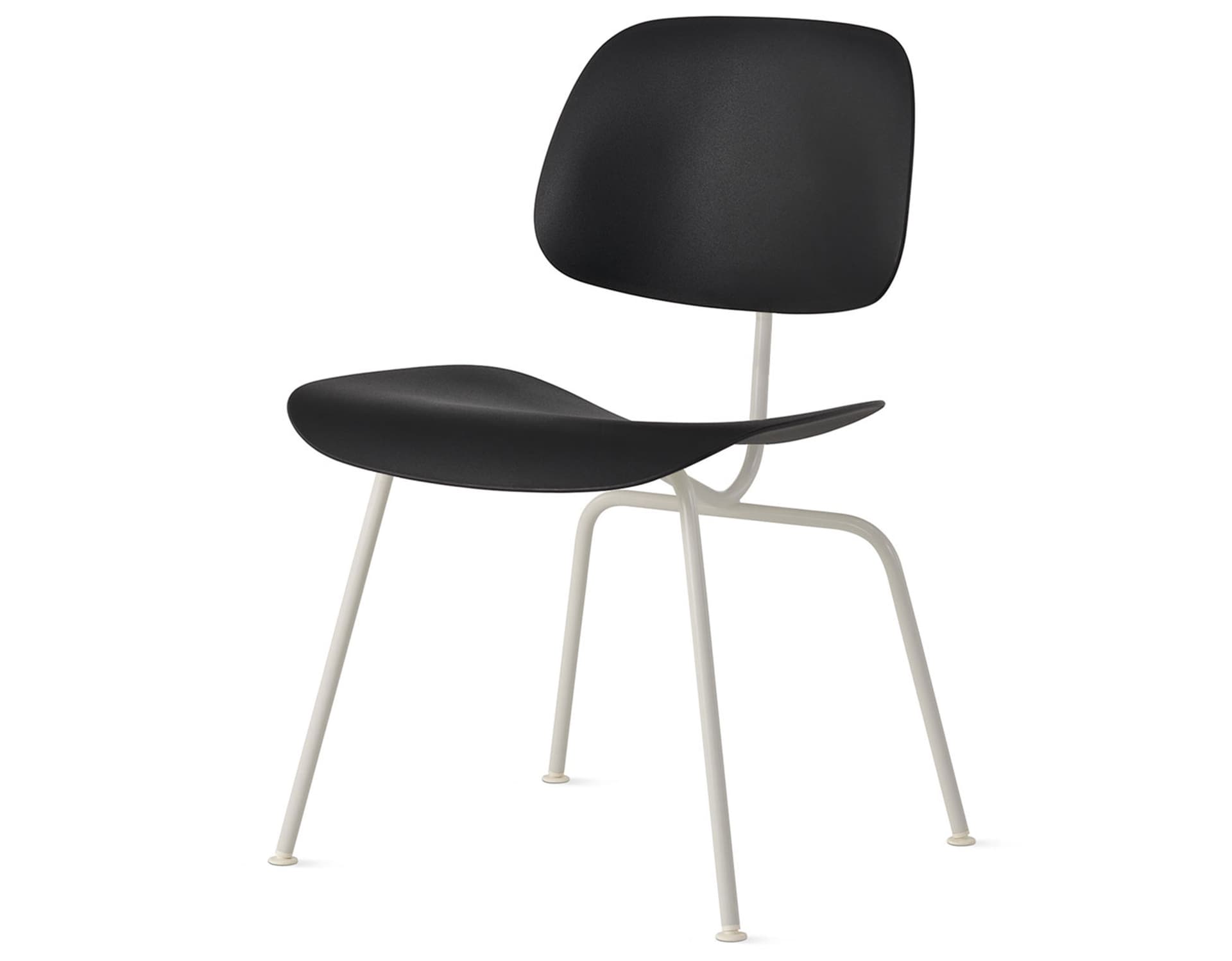 Eames Molded Plastic Dining Chair Metal Base DCM EC-127 / White Glides / Black Screws / white  / black