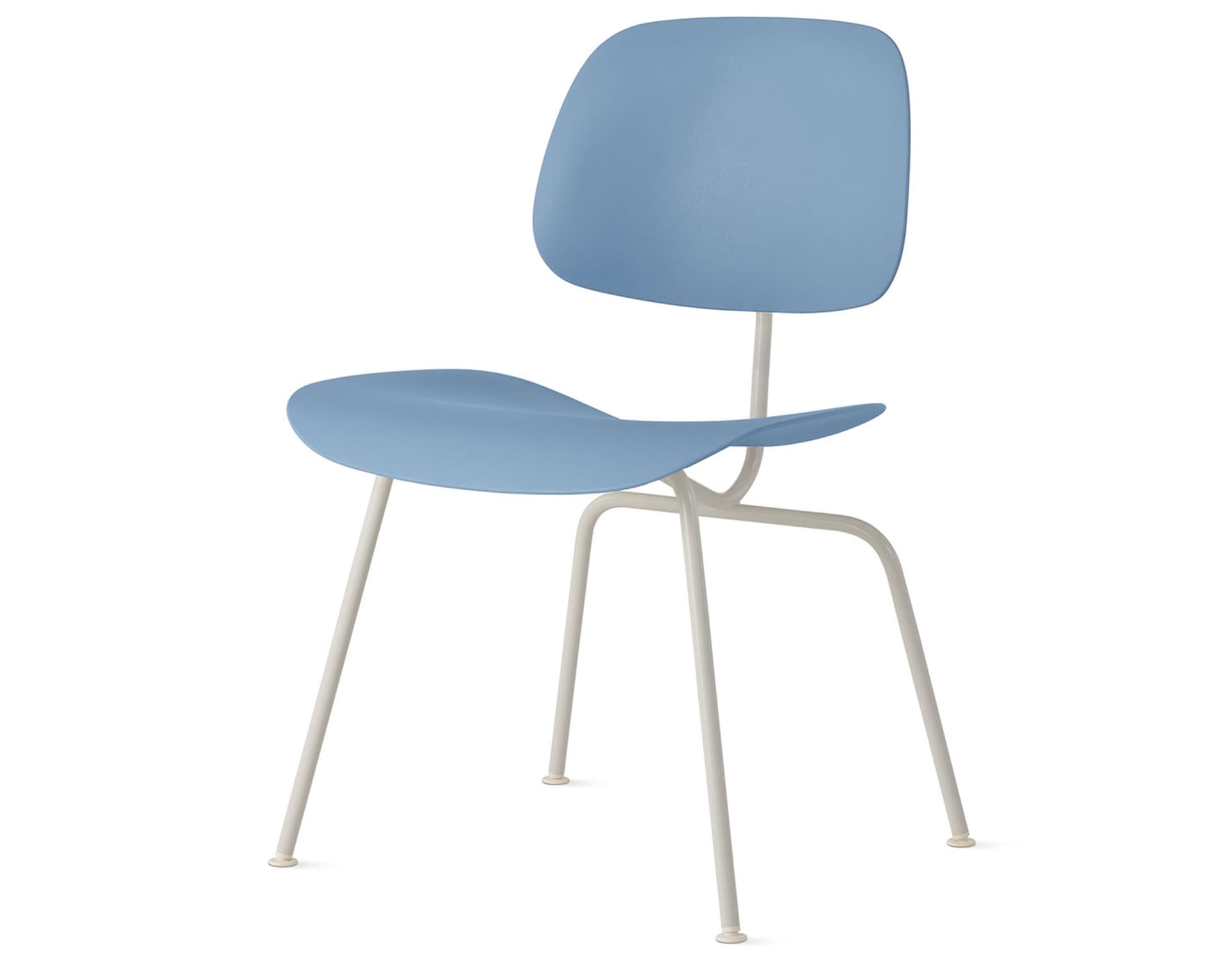 Eames Molded Plastic Dining Chair Metal Base DCM EC-127 / White Glides / Black Screws / white  / pale blue