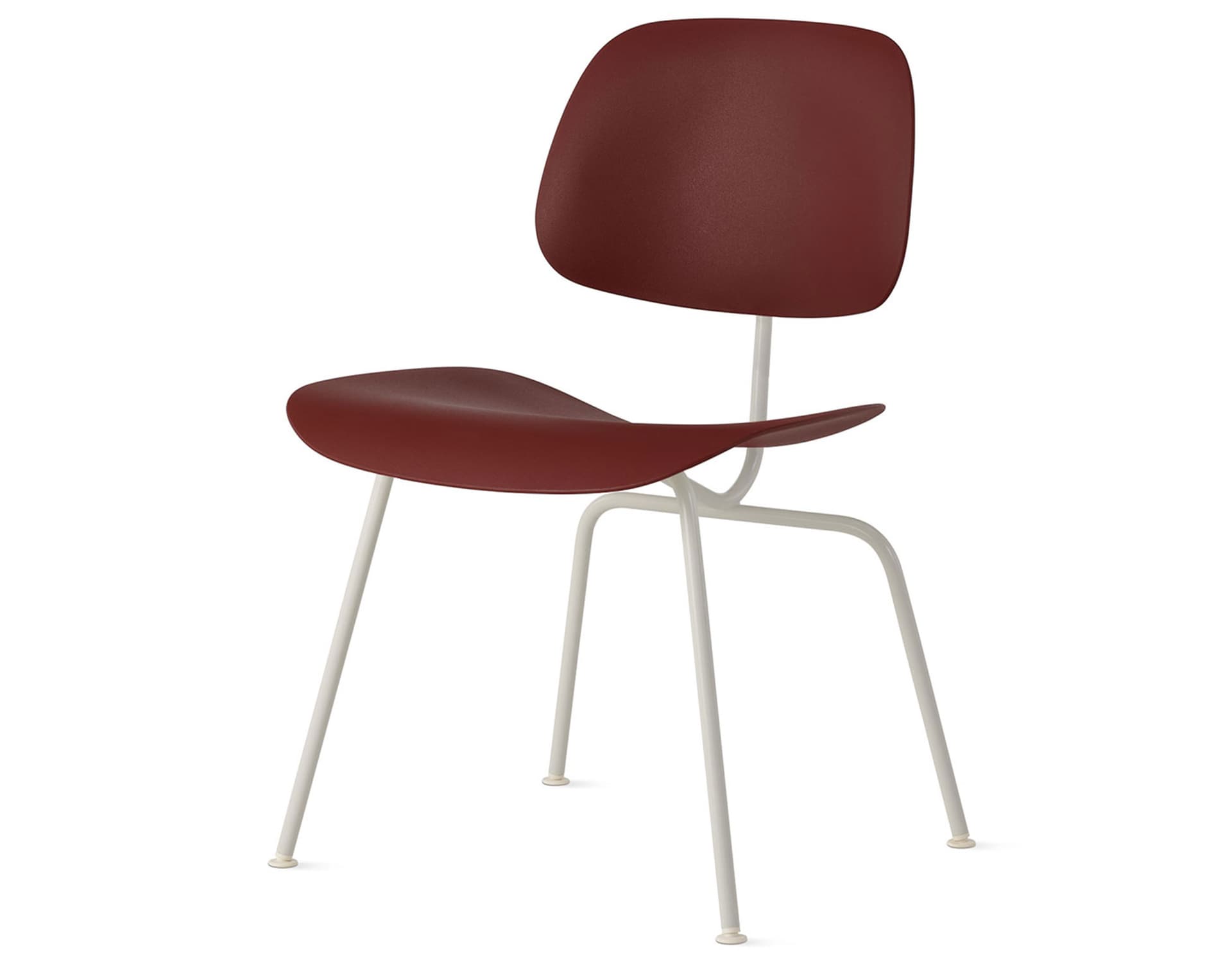 Eames Molded Plastic Dining Chair Metal Base DCM EC-127 / White Glides / Black Screws / white  / brick red